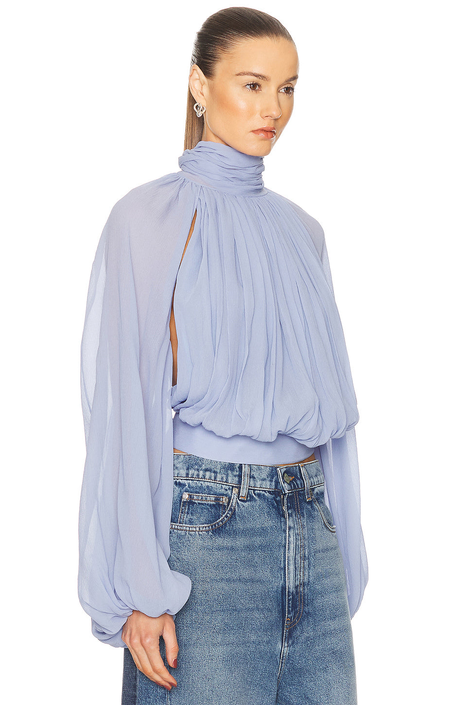 Creponne Drape High Neck Top