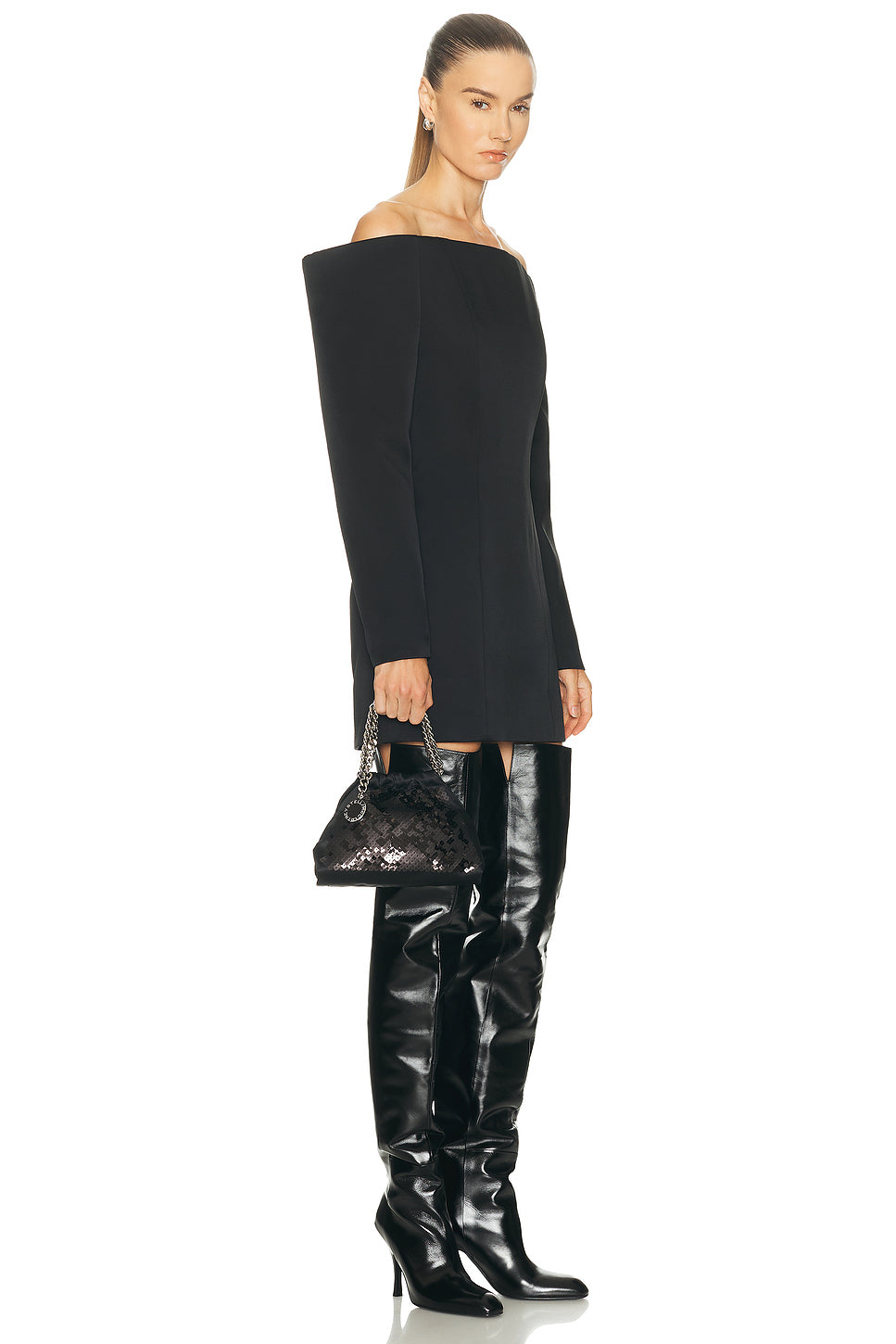 Falabella Pixel Snake Sequins Embroidery Mini Drawstring Bag