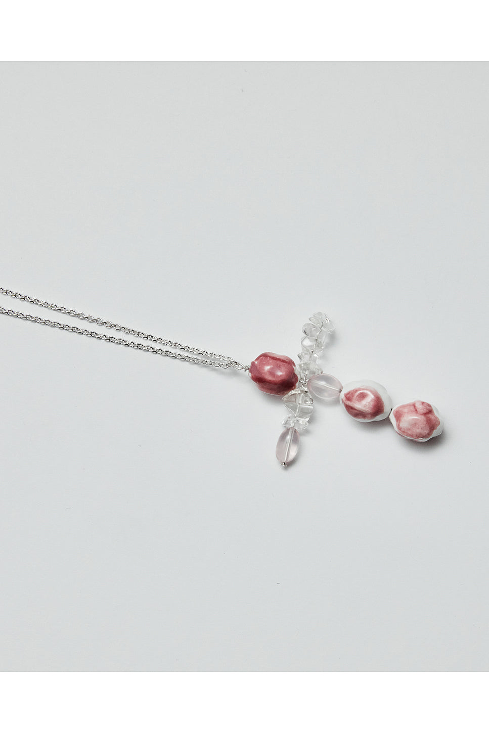 La Bussola Necklace in Rose Quartz & Clear Quartz
