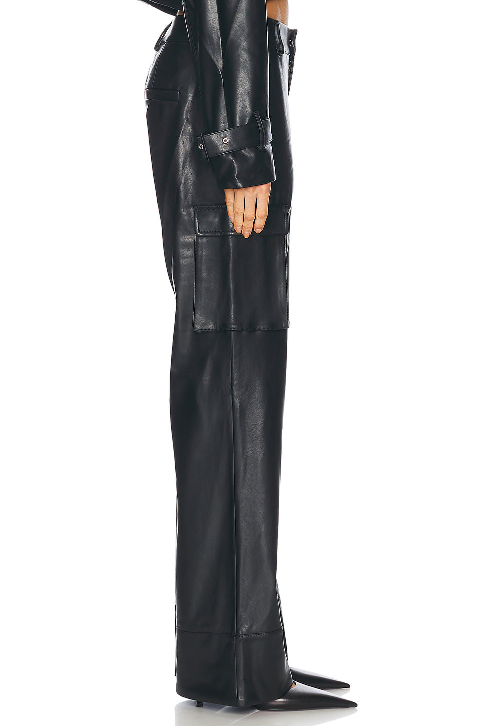 Fifer Faux Leather Low Rise Cargo Pant