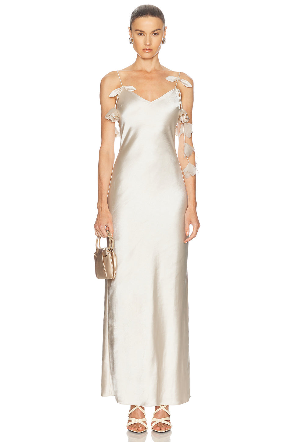 Satin Flower Maxi Dress