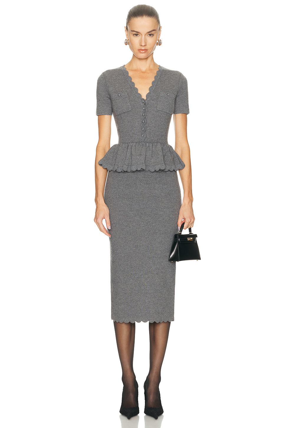 Peplum Knit Midi Dress