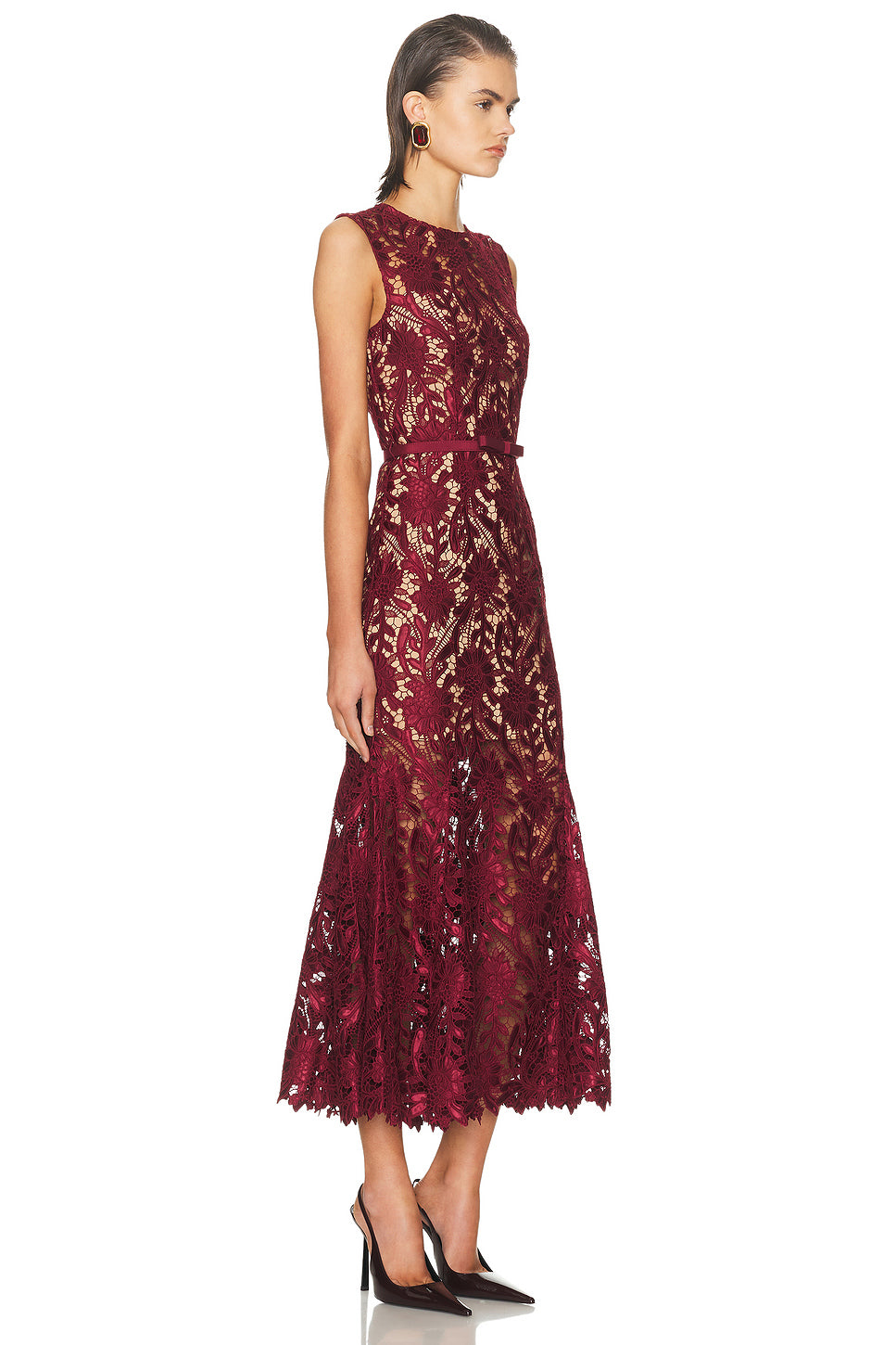 Guipure Lace Midi Dress