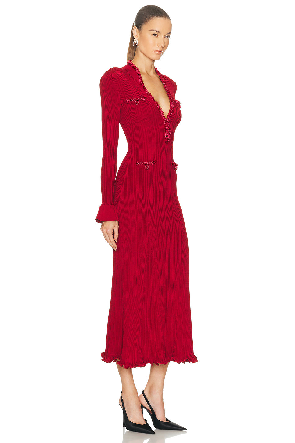 Pearl Trim Midi Dress