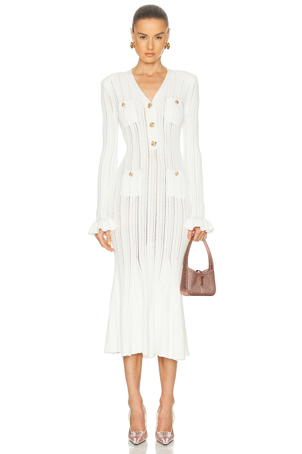 Pointelle Knit Midi Dress
