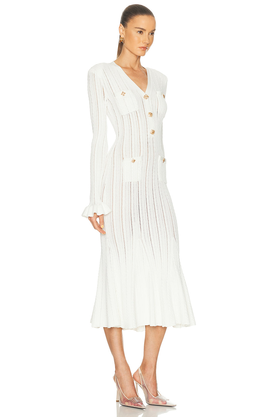 Pointelle Knit Midi Dress