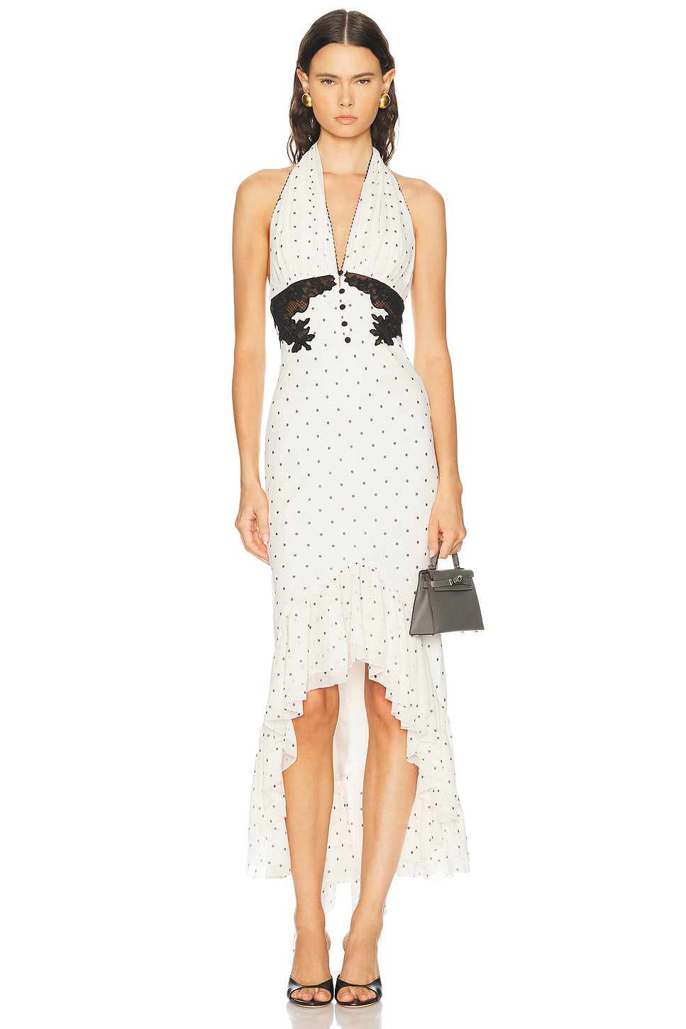 Polka Dot Halter Neck Midi Dress