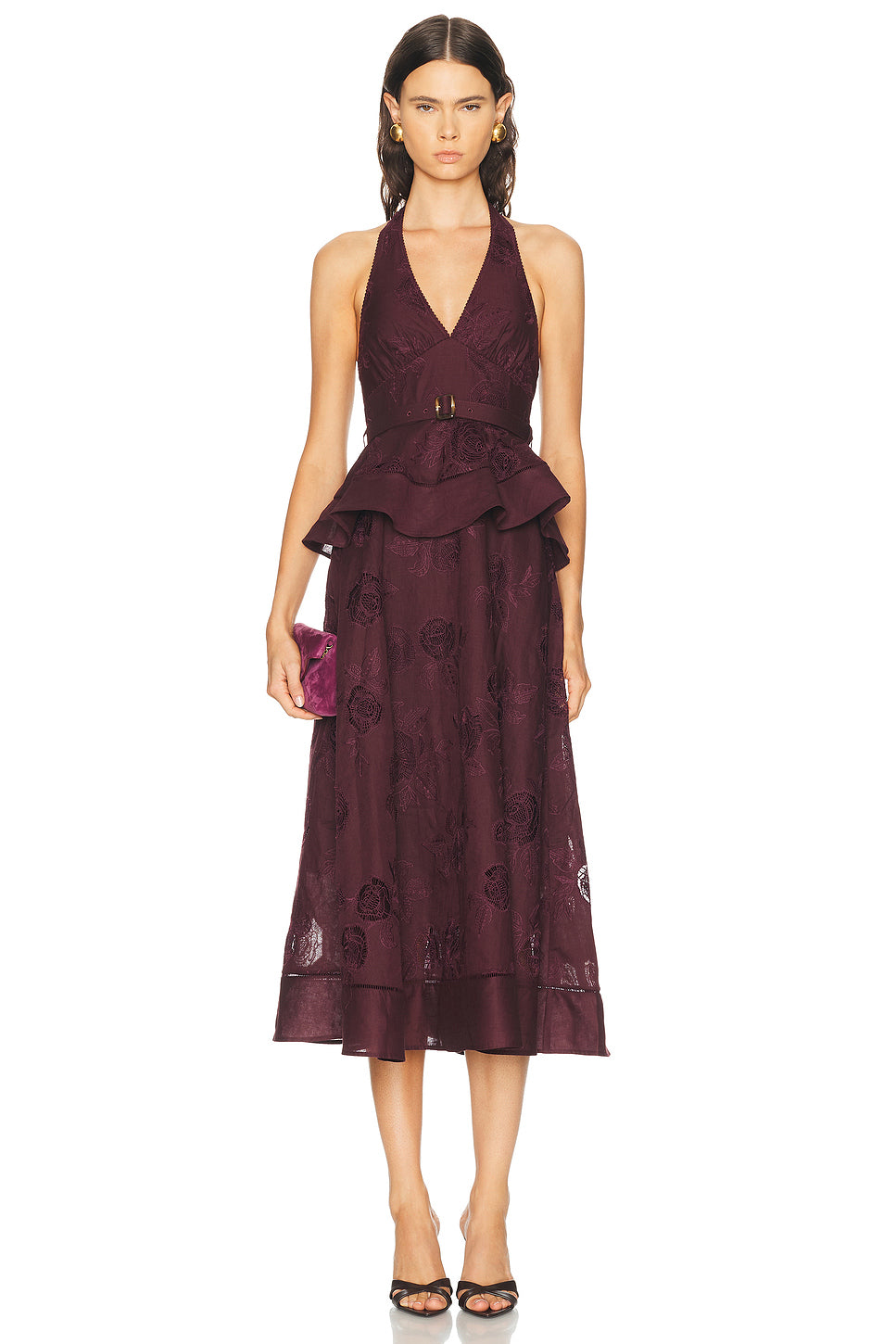 Linen Peplum Midi Dress