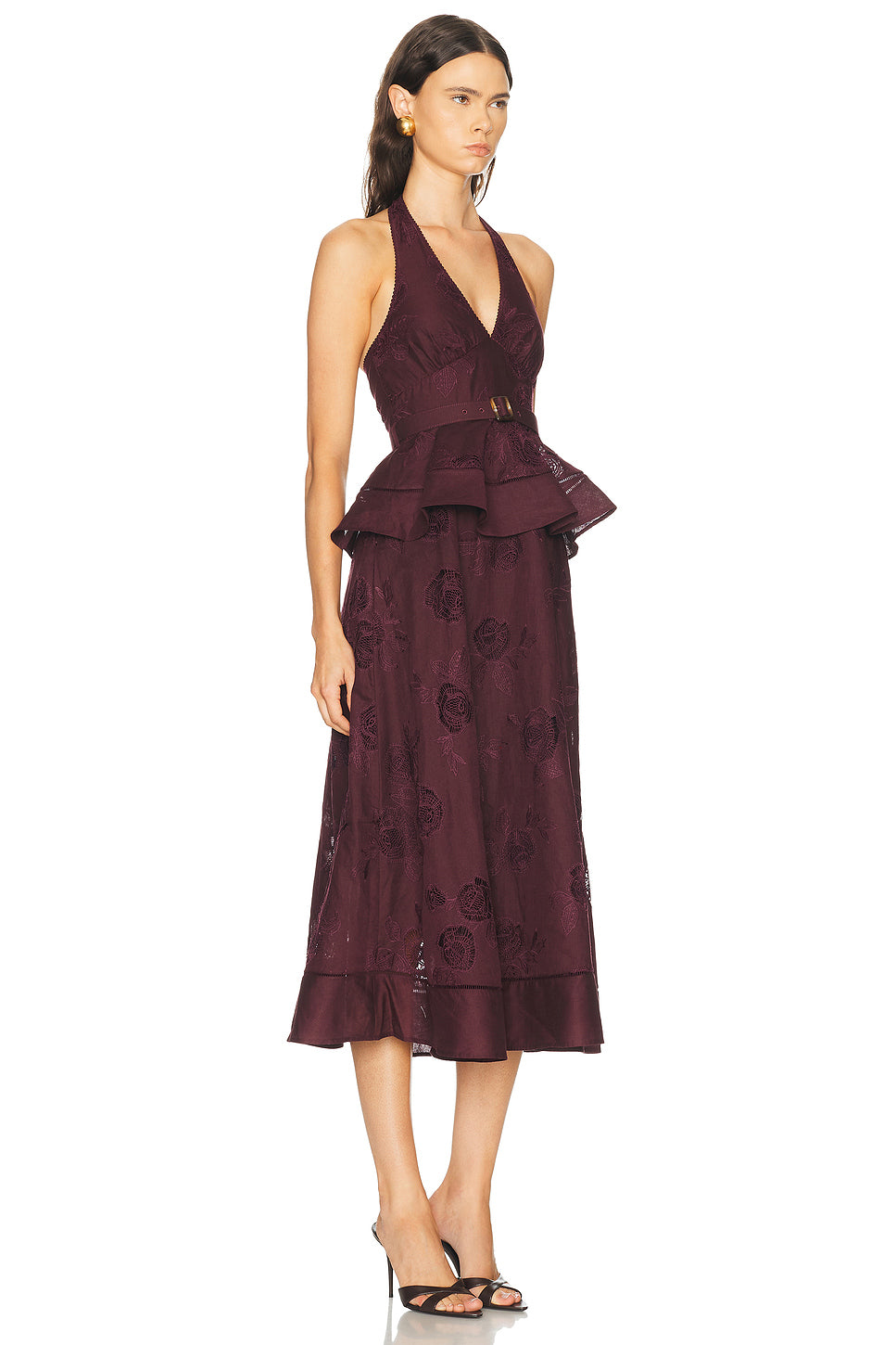 Linen Peplum Midi Dress