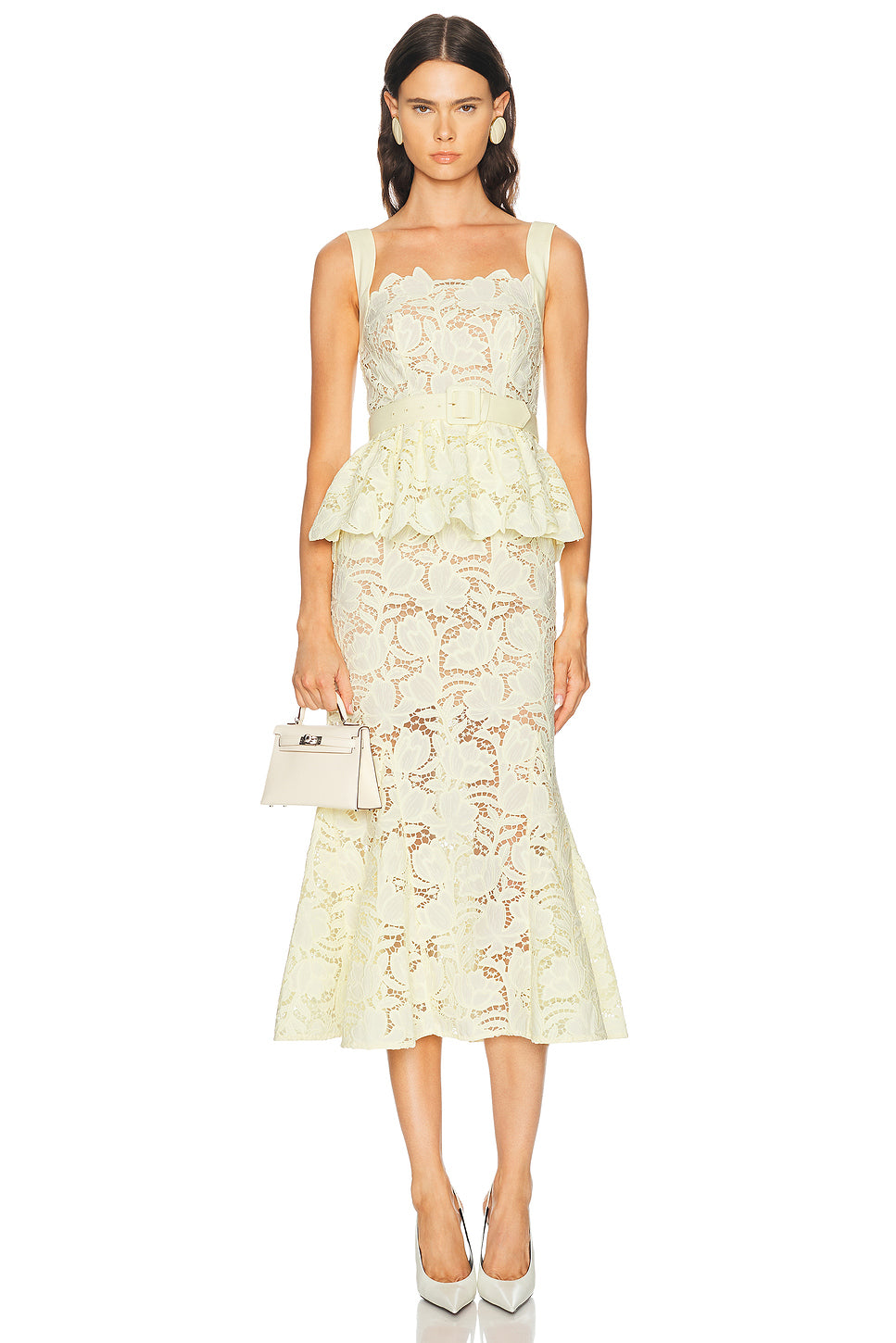 Lace Peplum Midi Dress