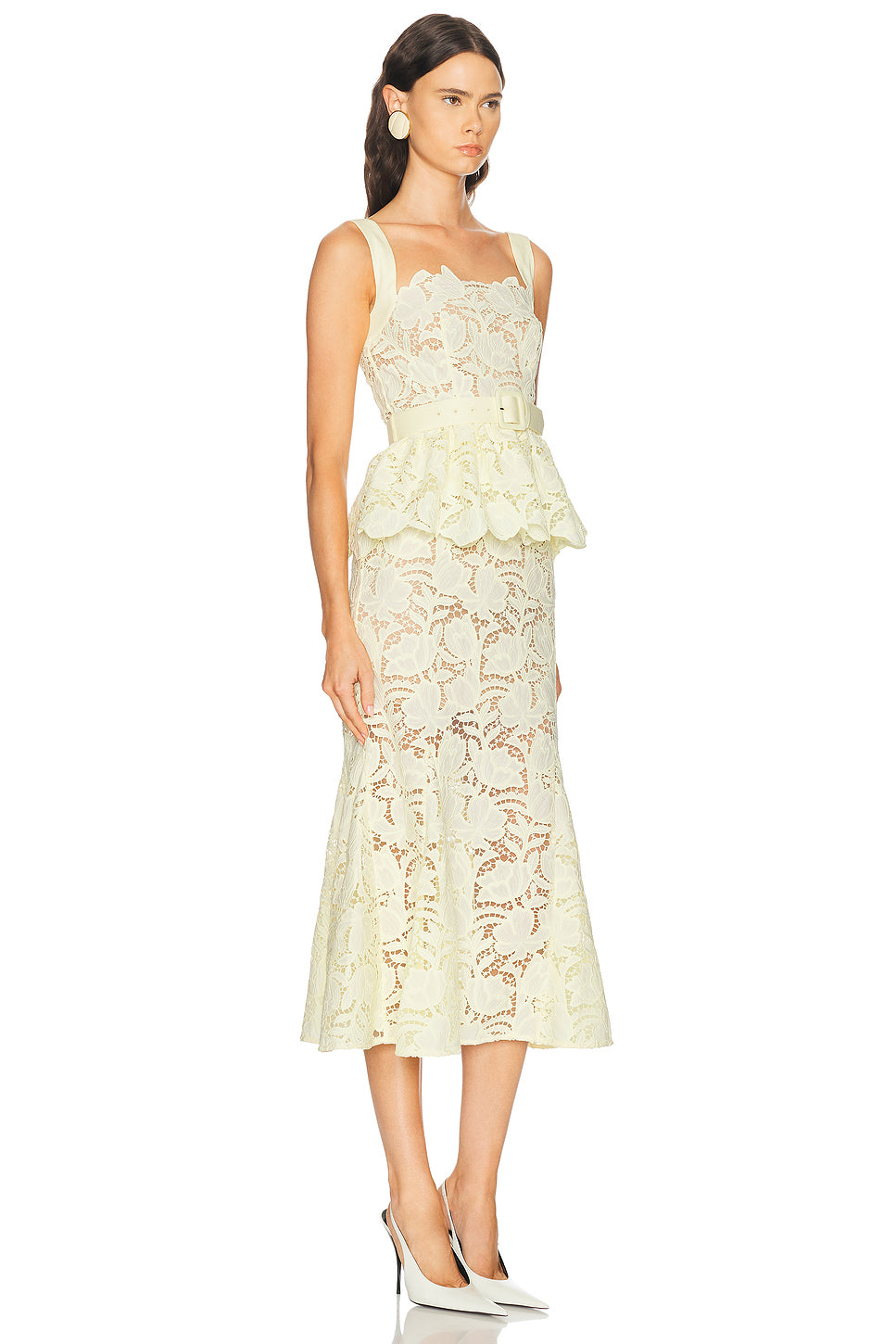 Lace Peplum Midi Dress