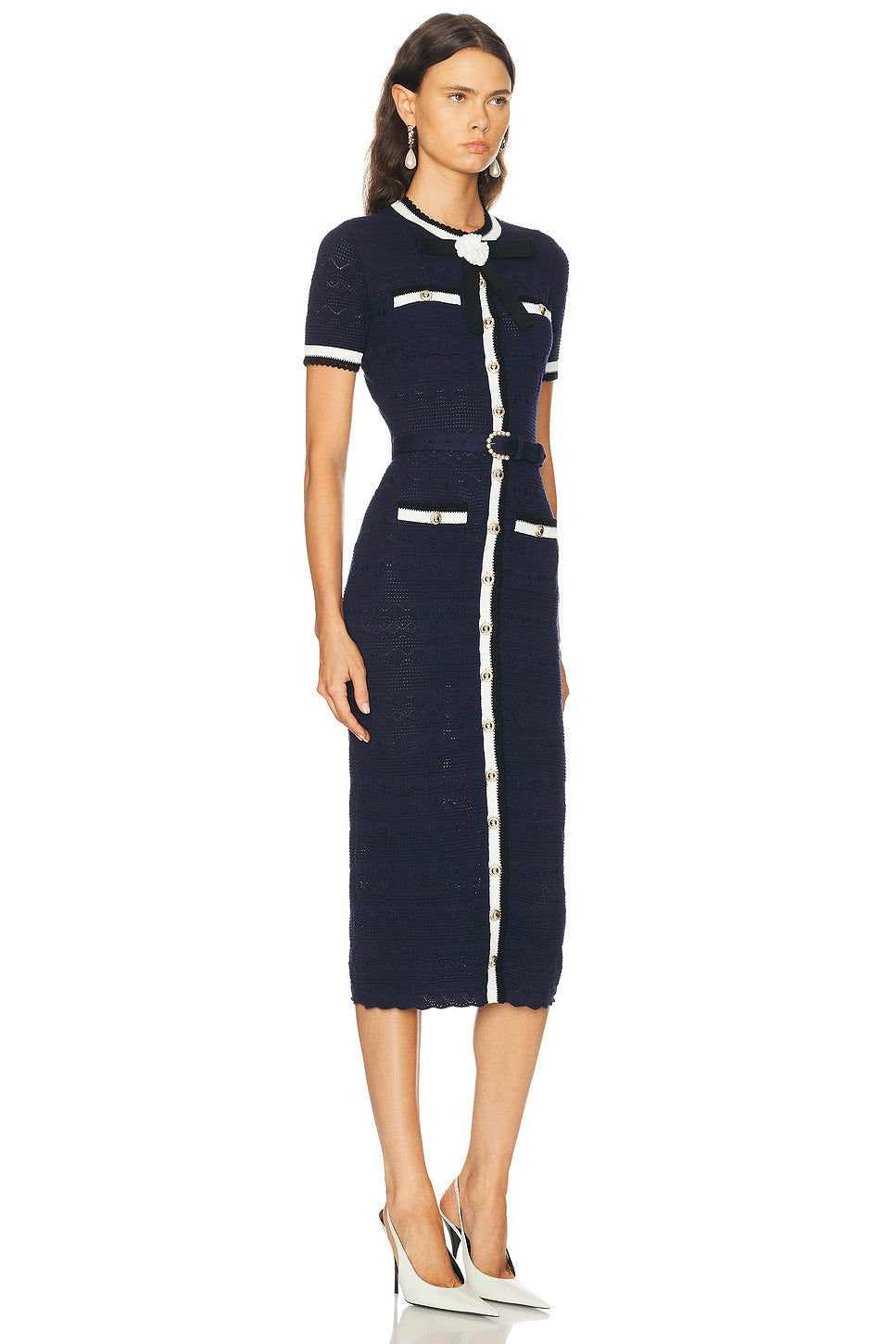 Pointelle Knit Midi Dress
