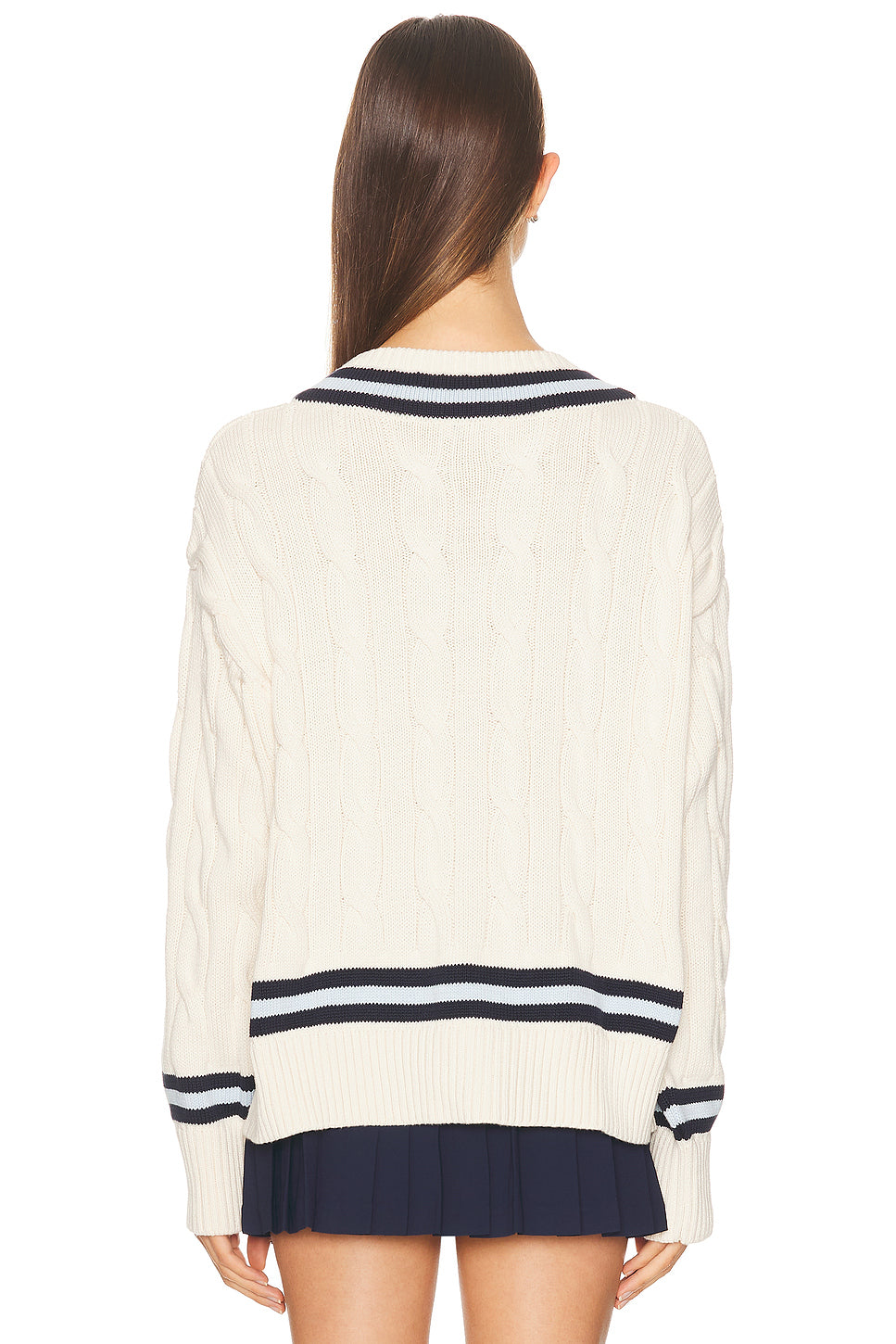 Cableknit V Neck Sweater