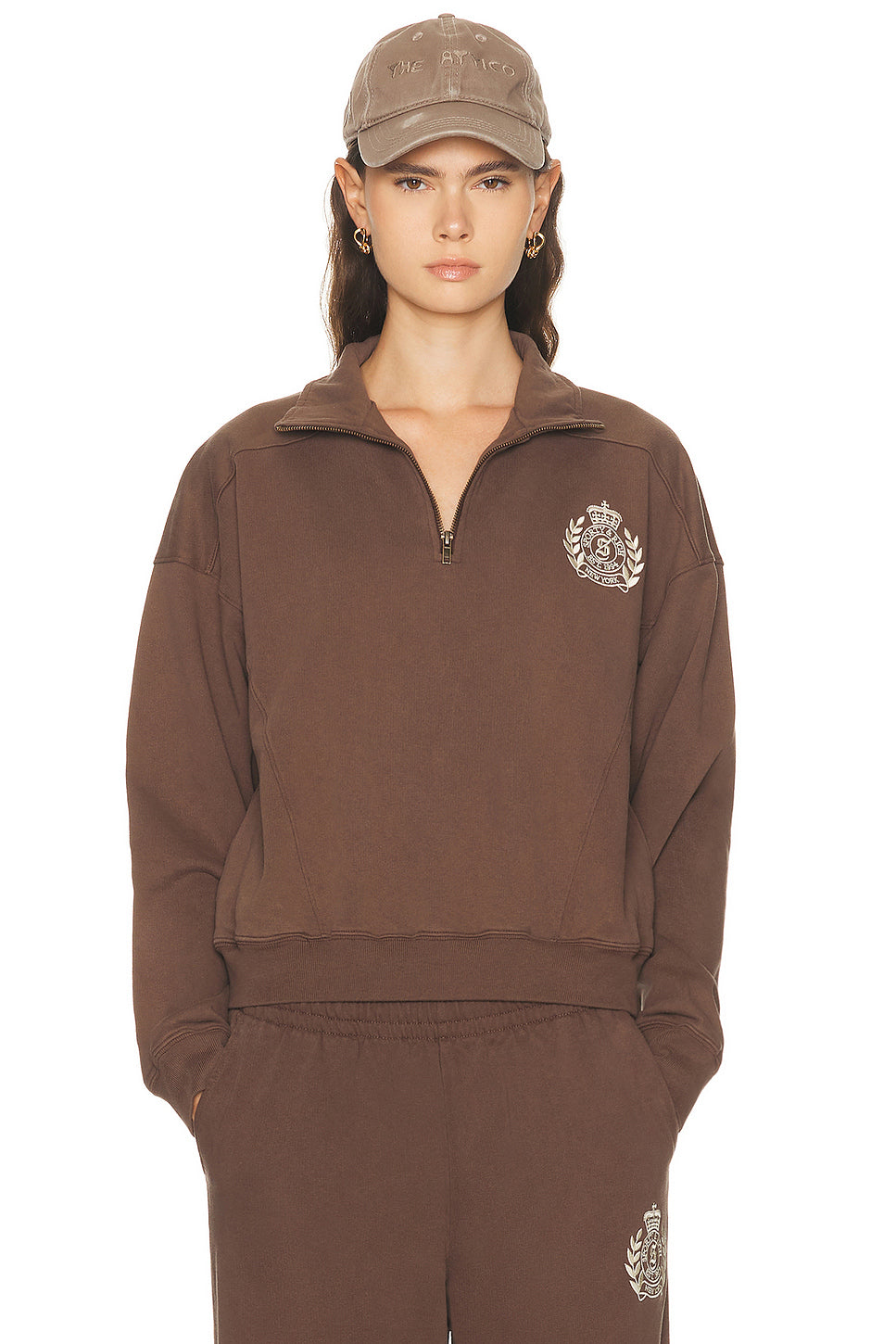 NY Crest Embroidered Quarter Zip Sweatshirt