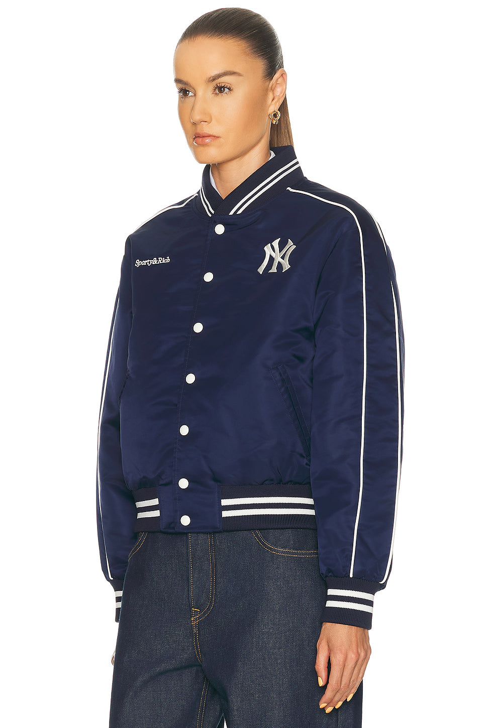 Yankees Curve Nylon Varsity Jacket