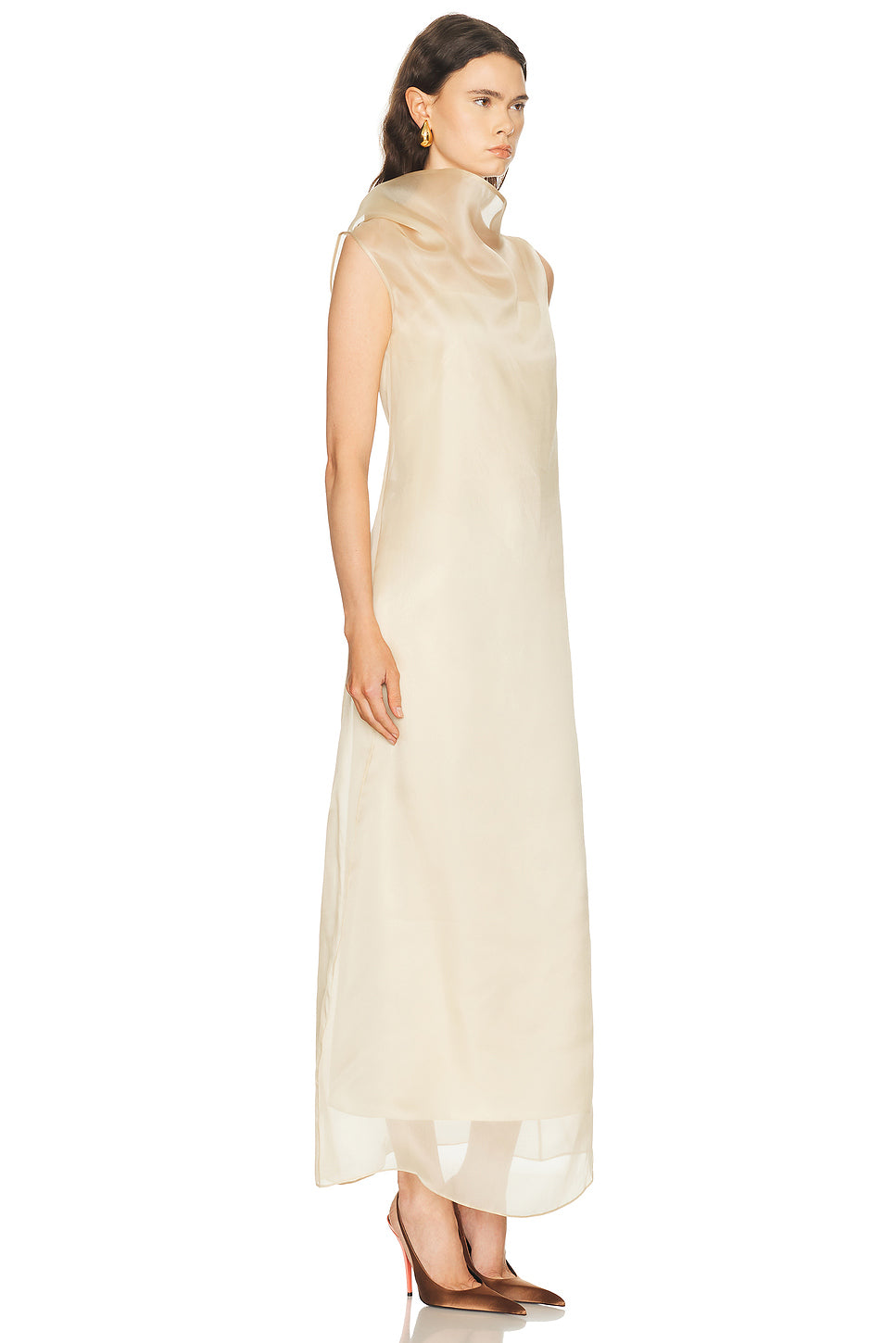 High Neck Organza Column Dress