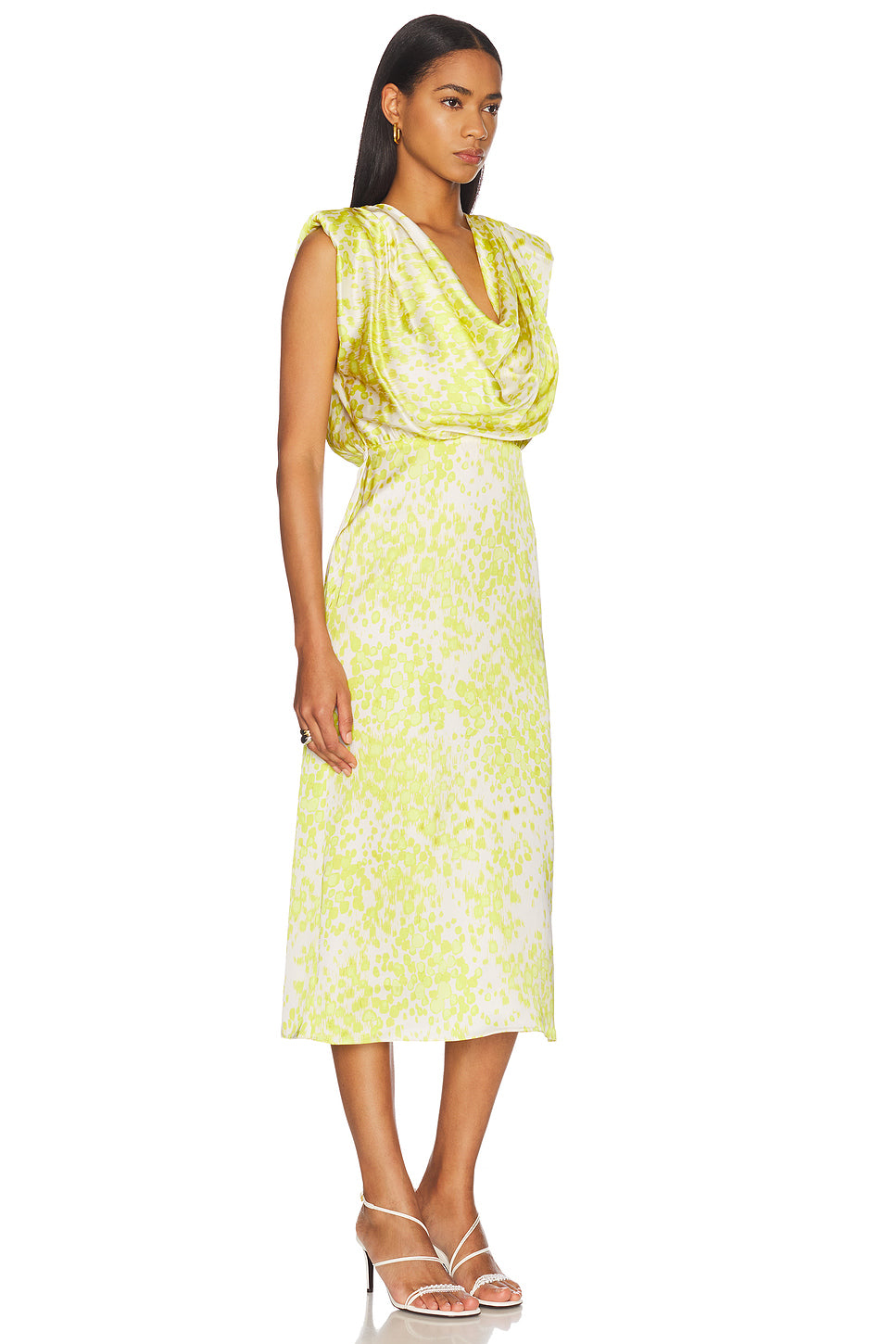 Print Draped Midi Dress