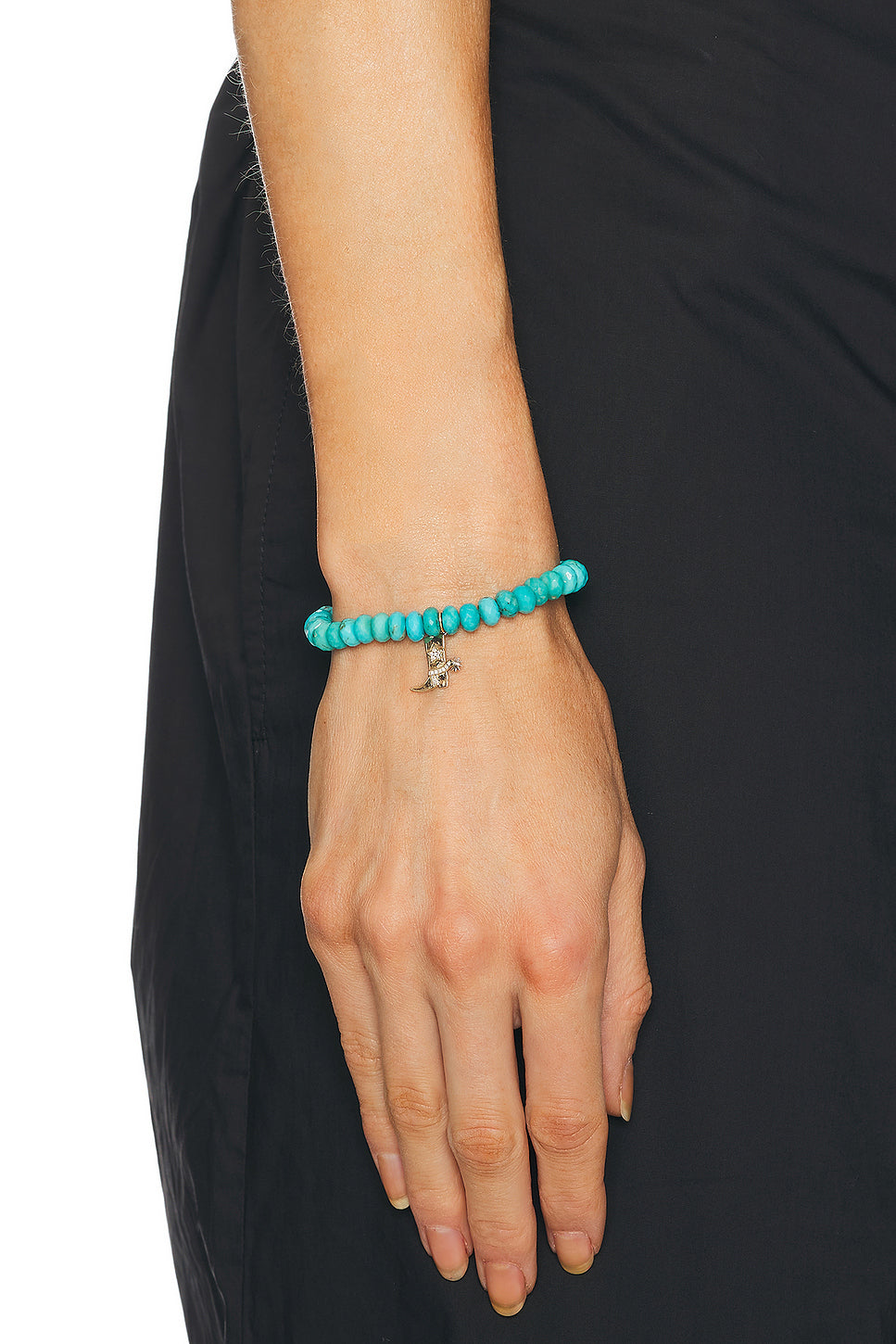 Cowboy Boot Charm Turquoise Rondelle Bracelet