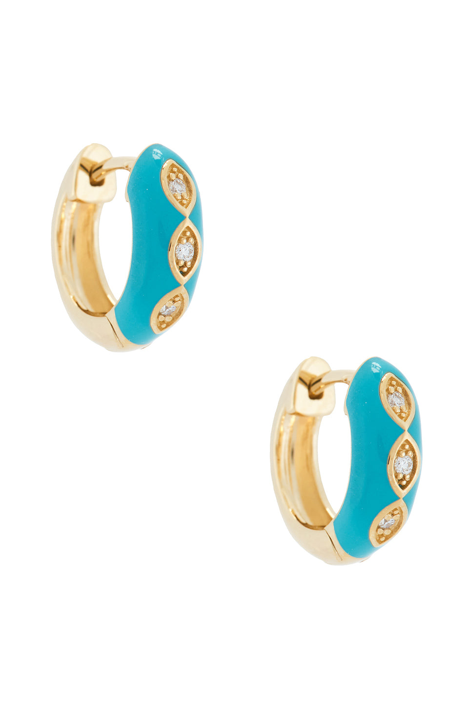 Puffy Enamel Marquis Eye Huggie Hoop Earrings