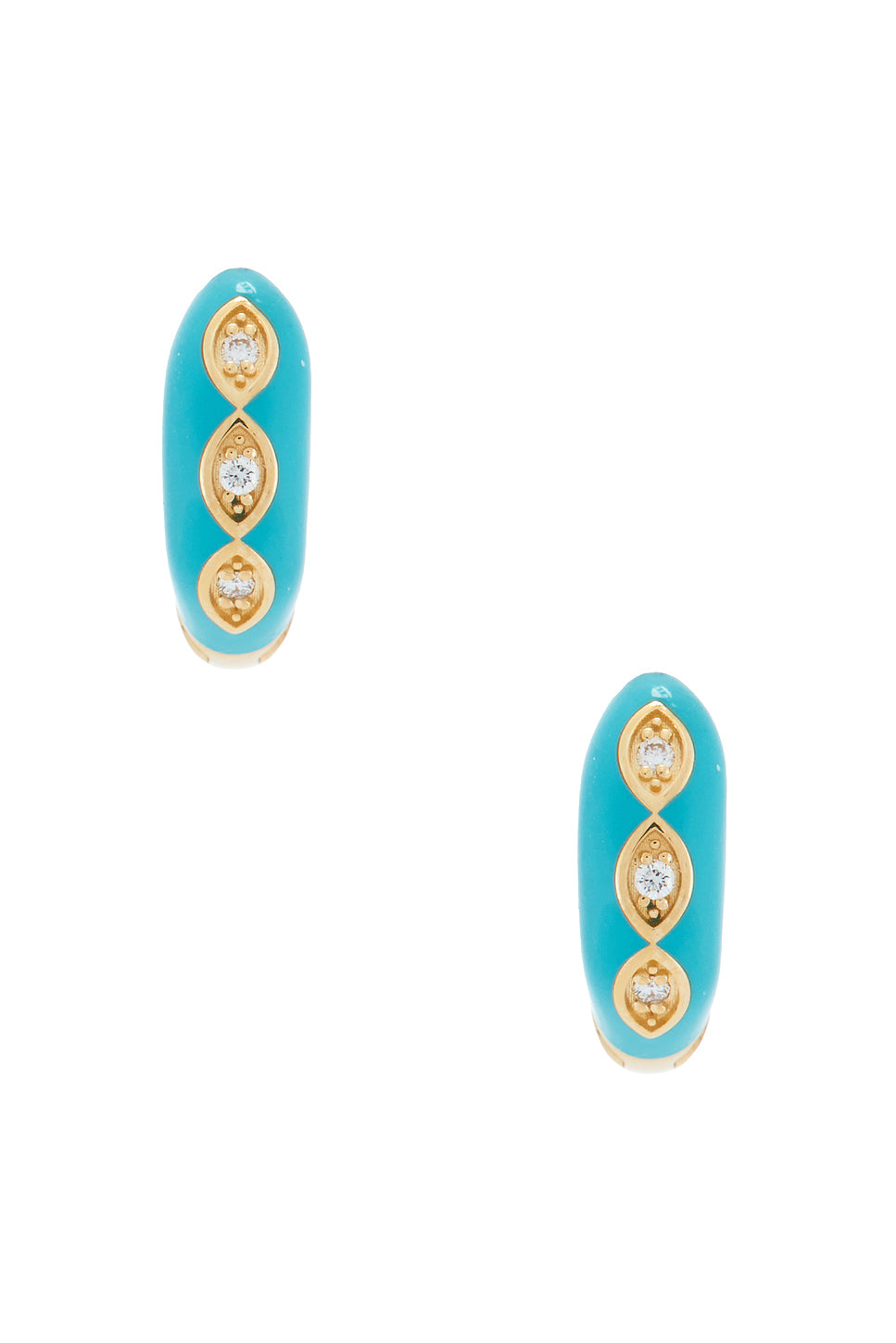 Puffy Enamel Marquis Eye Huggie Hoop Earrings