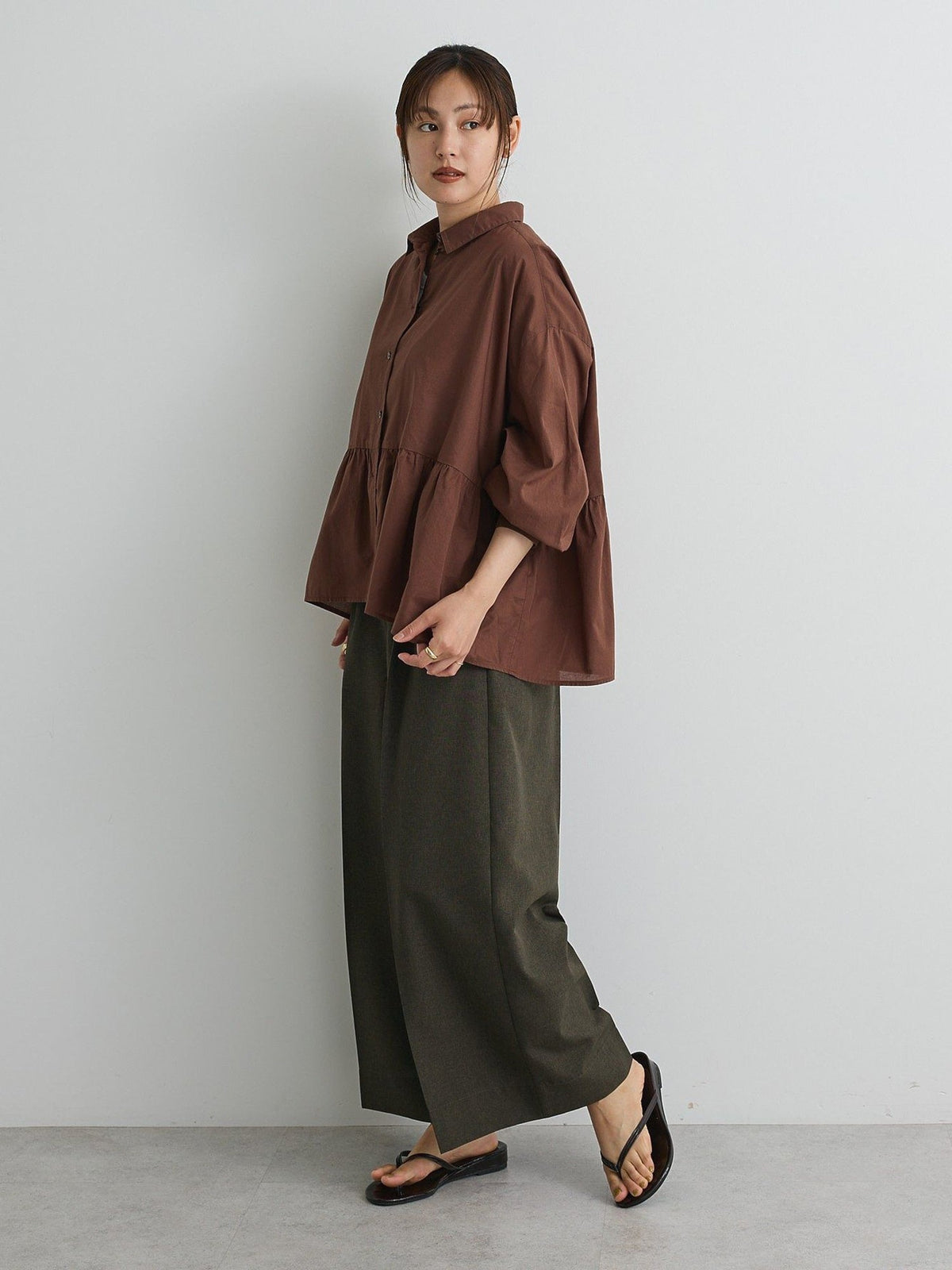 Shion Peplum Long Sleeve Blouse