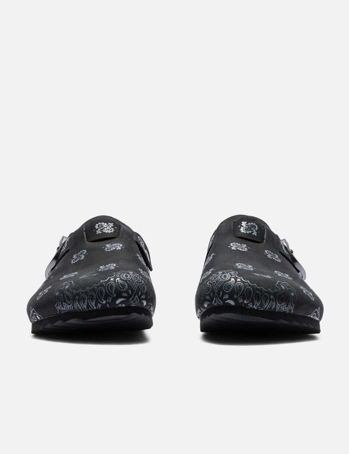 Black Suede Paisley Clogs