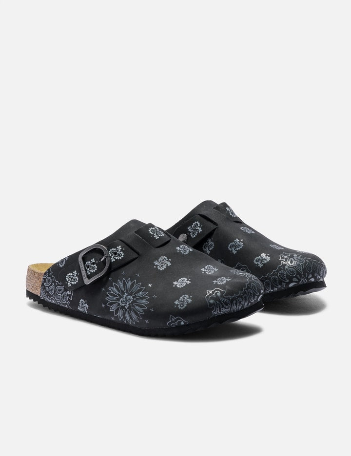 Black Suede Paisley Clogs