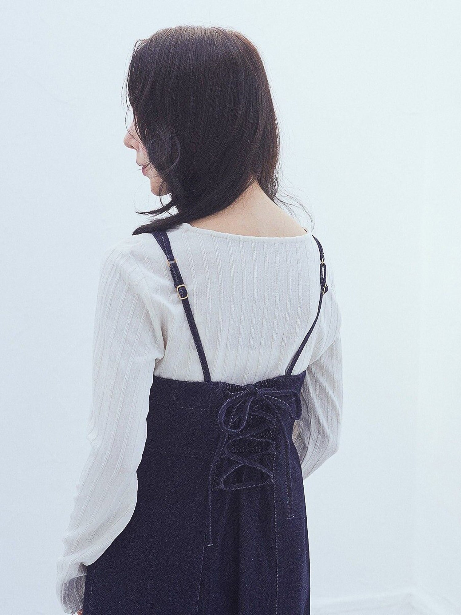 Sokei Lace Up Denim Dress