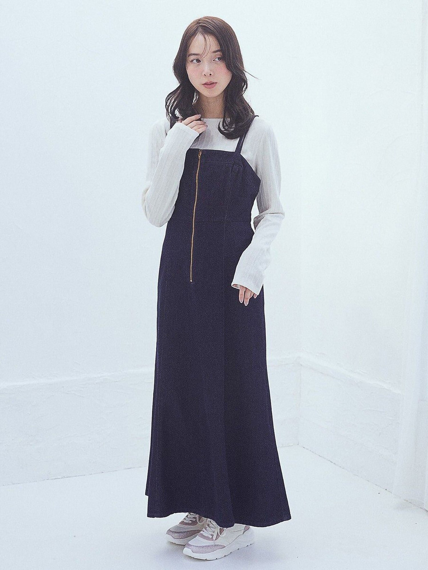 Sokei Lace Up Denim Dress