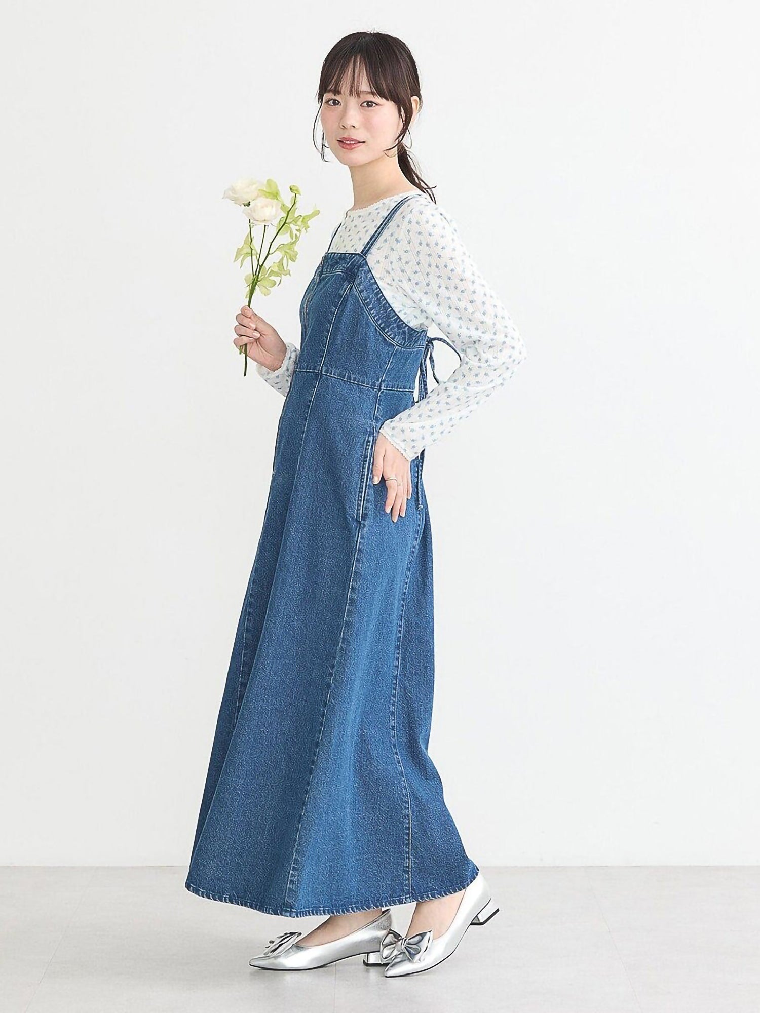 Sokei Lace Up Denim Dress