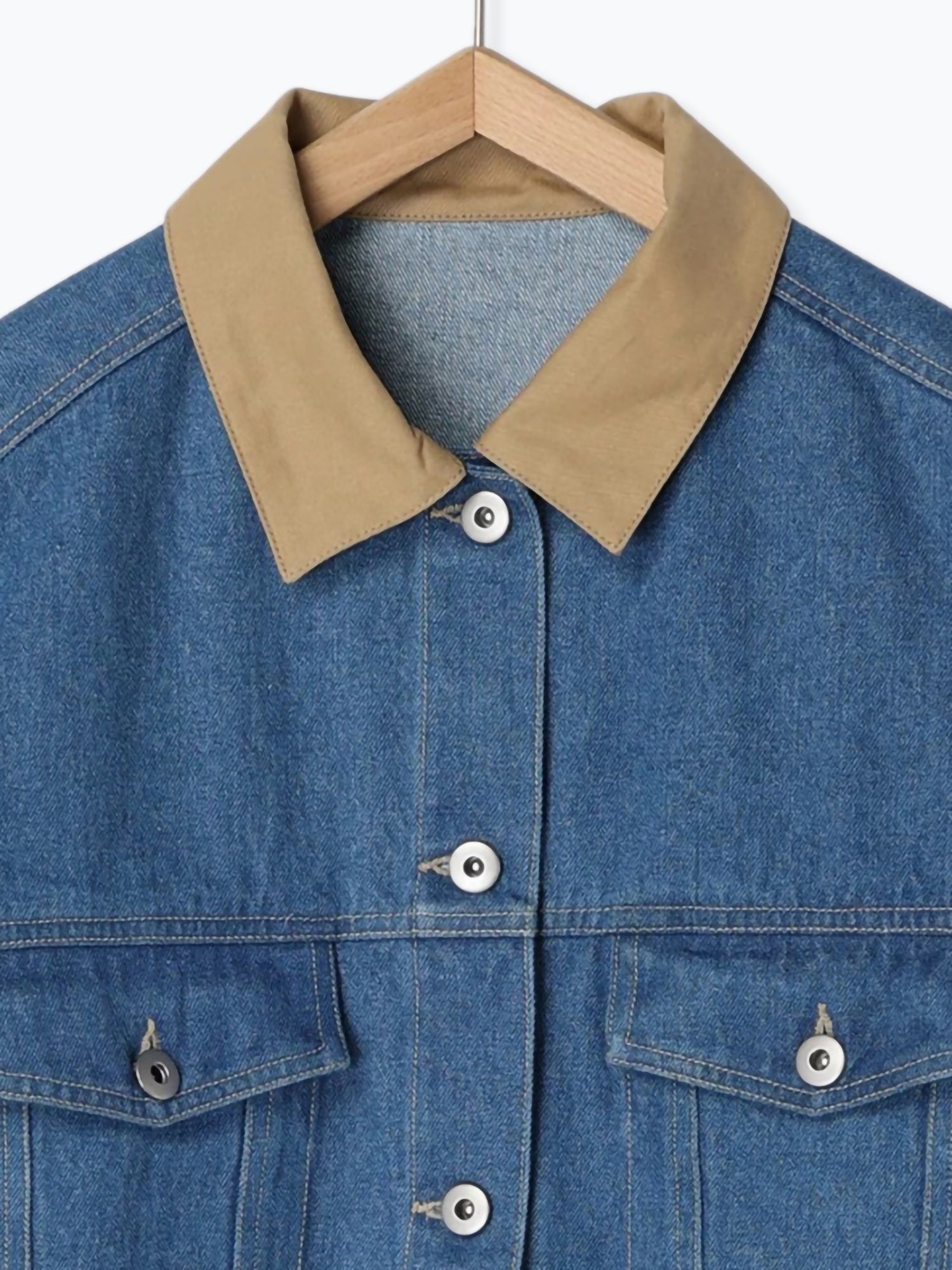 Suikae Collar Color Denim Jacket