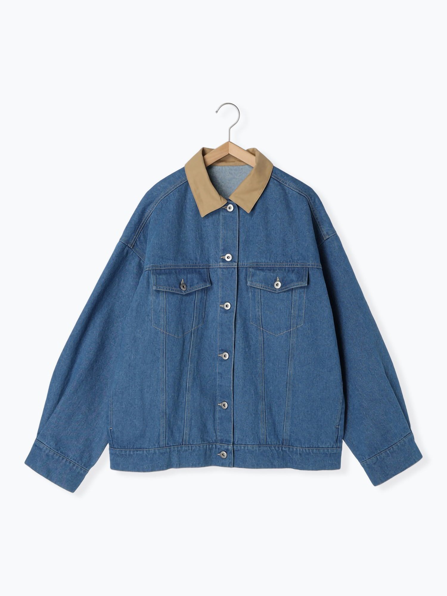 Suikae Collar Color Denim Jacket