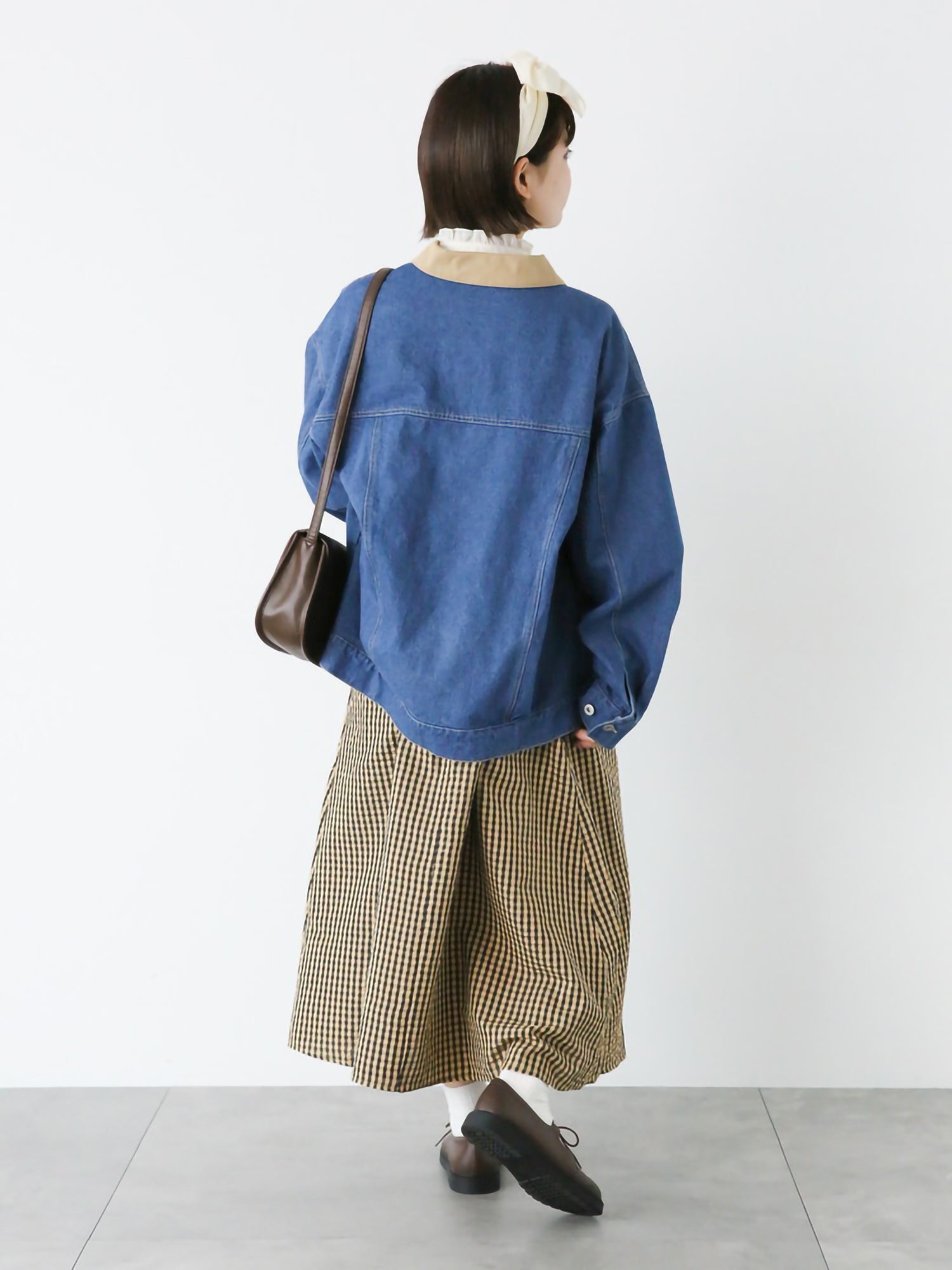 Suikae Collar Color Denim Jacket