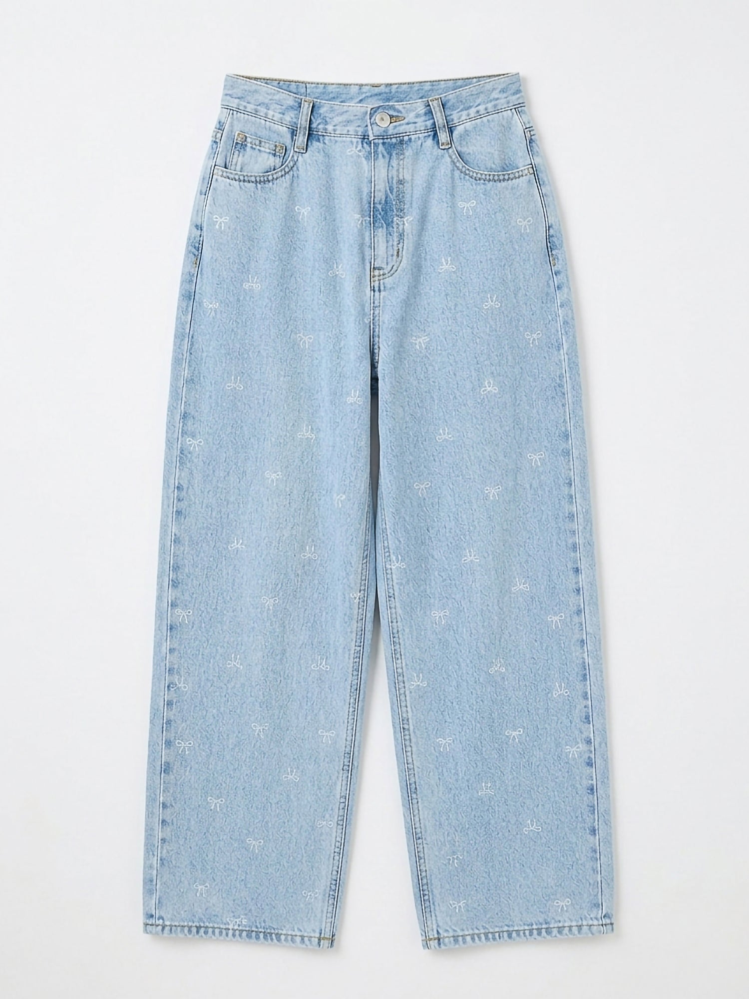 Sumire Ribbon Print Denim Pants