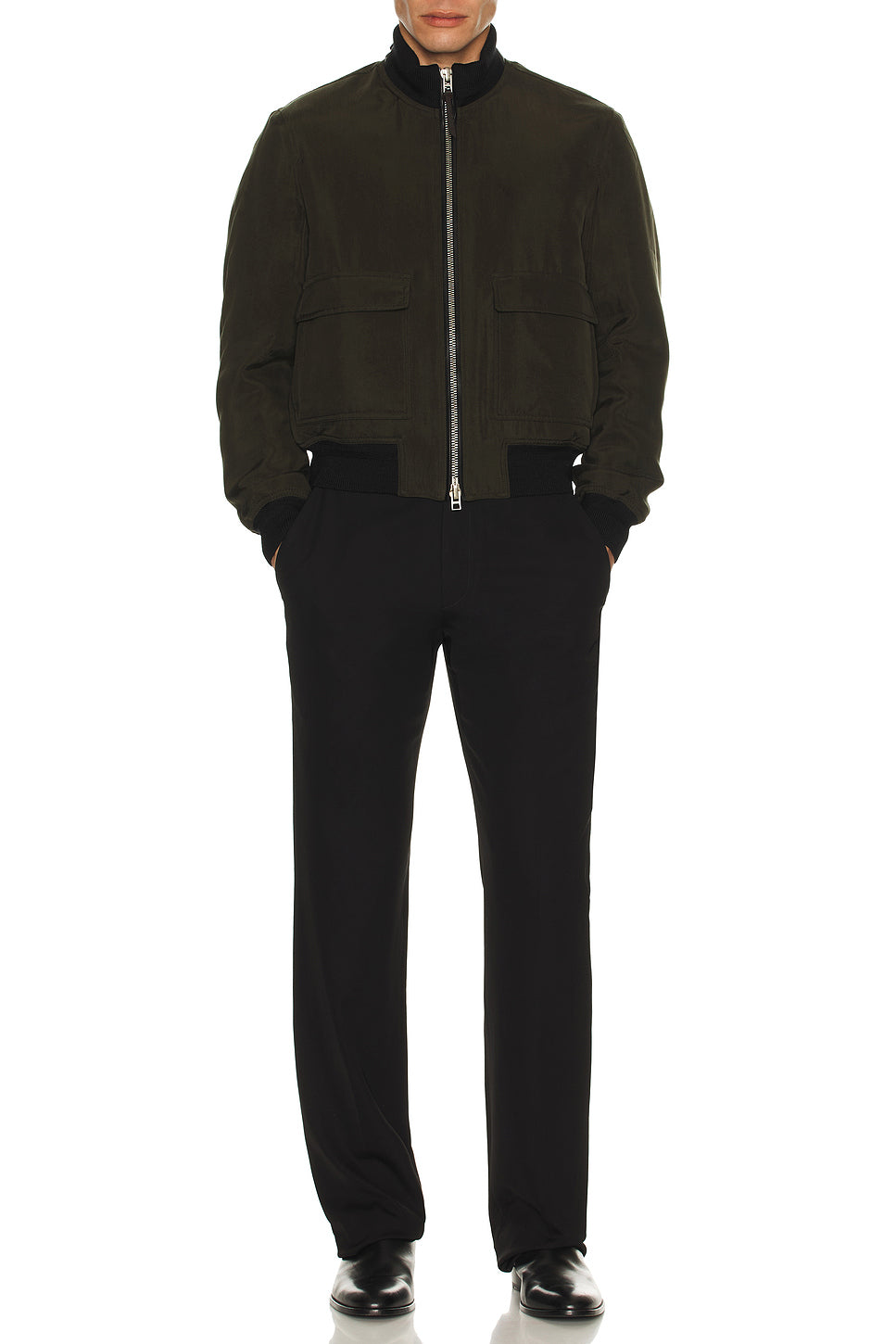 Knit Trim Pilot Blouson