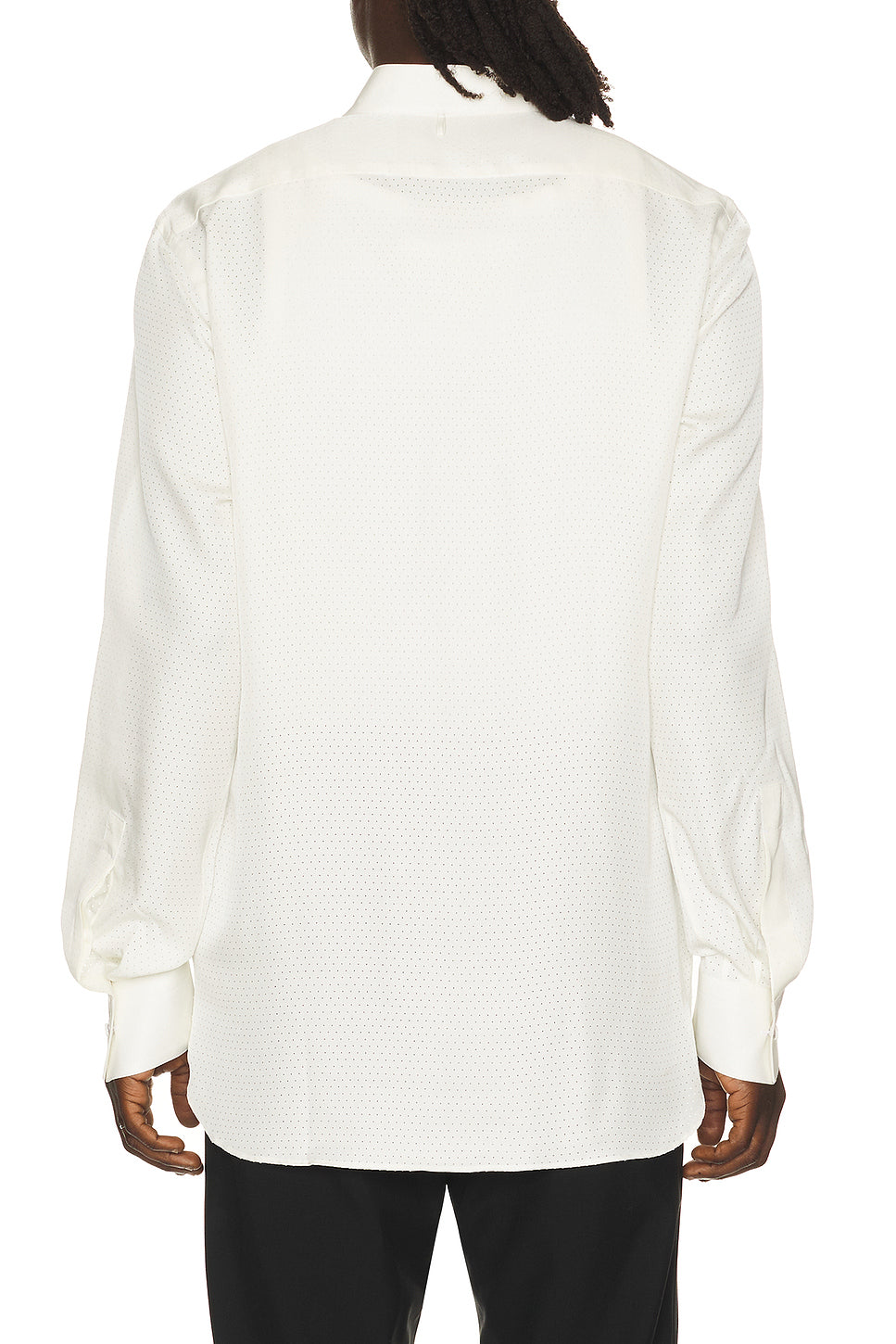Perforated Dot Silk Twill Slim Fit Evening Shirt
