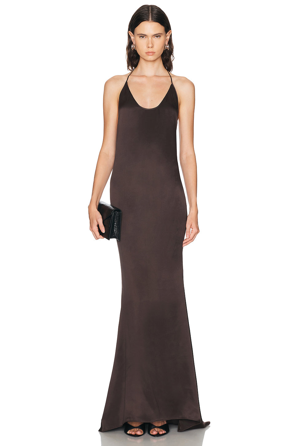 Silk Satin Halterneck Evening Dress
