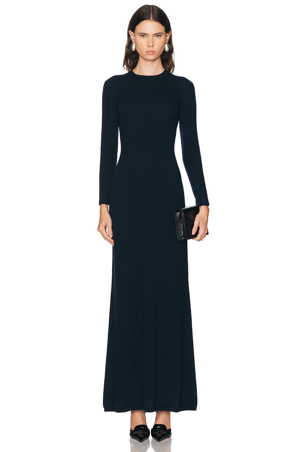 Cashmere Silk Long Crewneck Dress