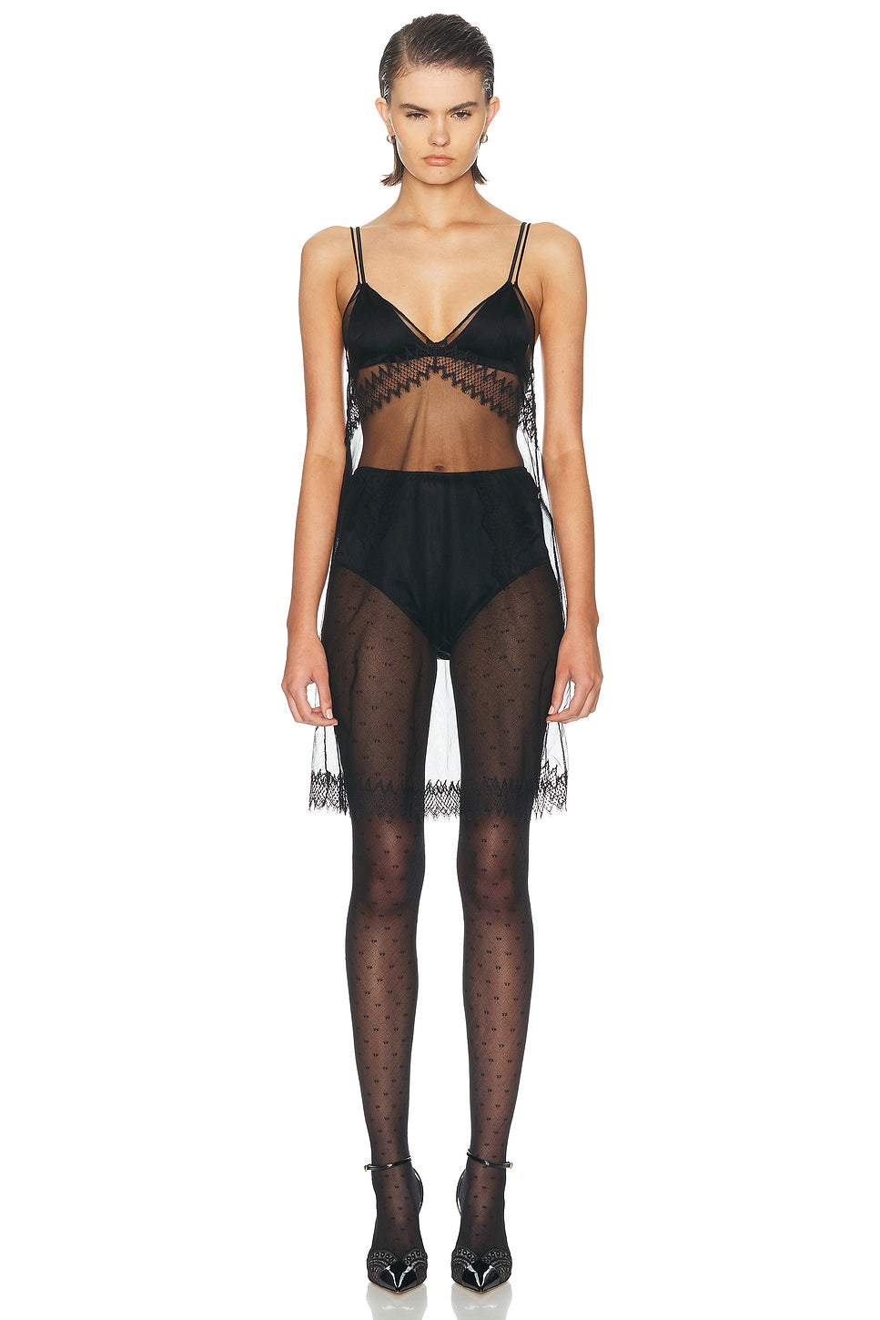 Stretch Tulle Cocktail Slip Dress