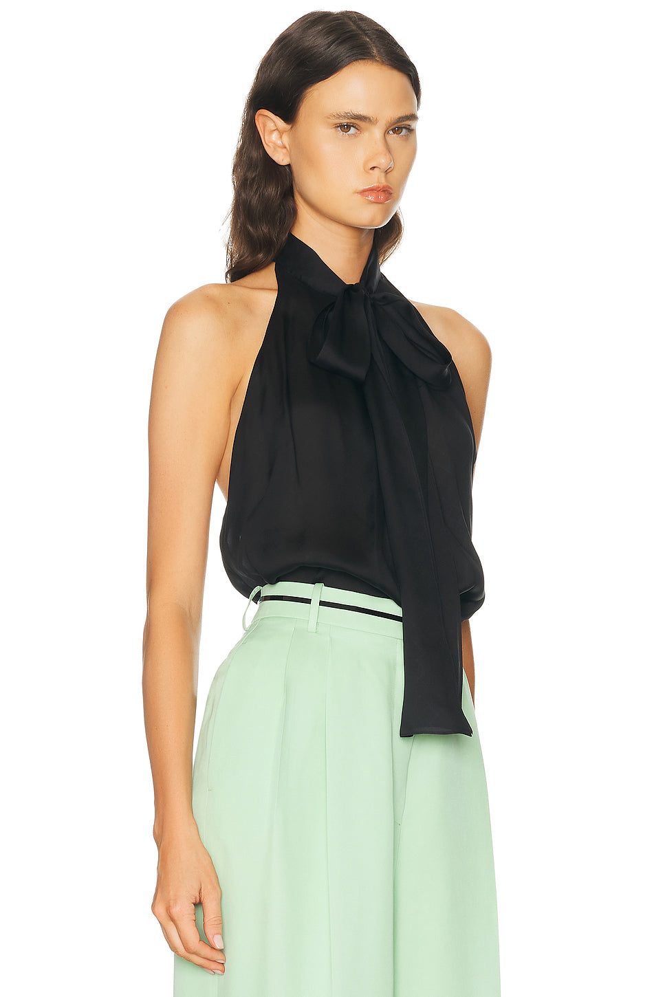 Monogram Silk Chiffon Halterneck Lavalliere Top