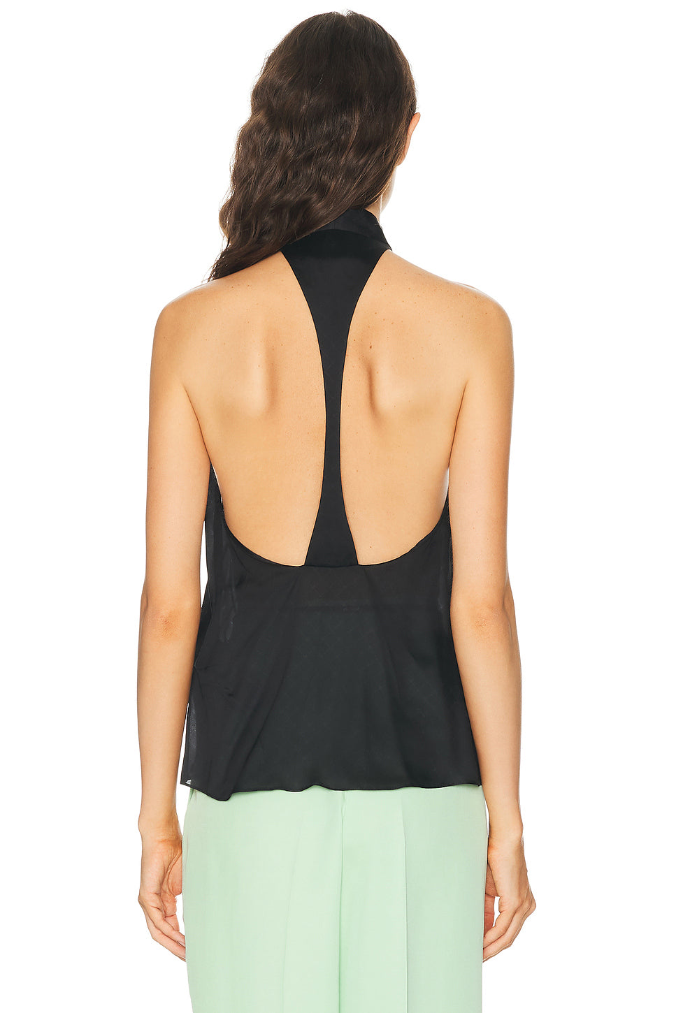 Monogram Silk Chiffon Halterneck Lavalliere Top