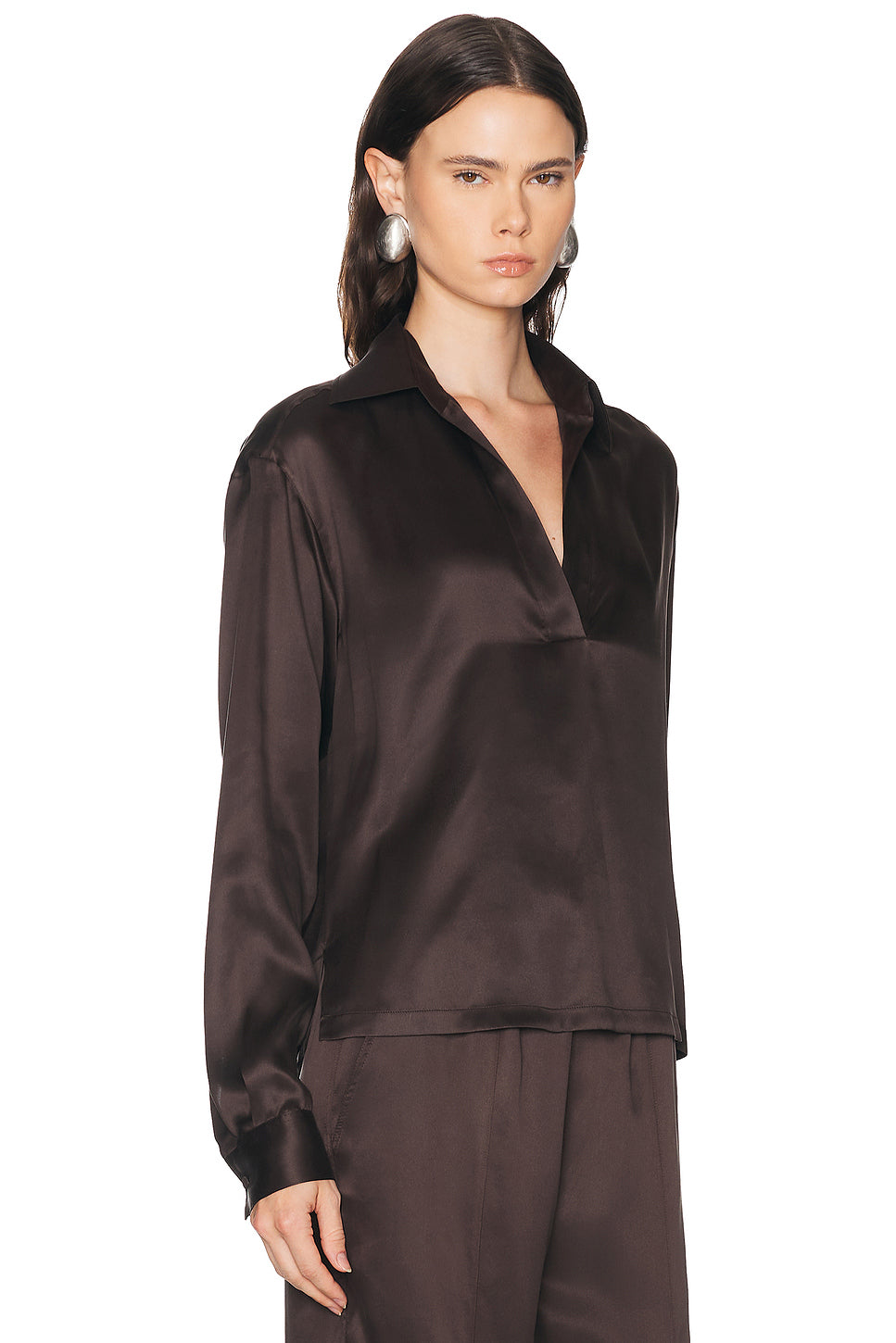 Silk Satin Polo Top