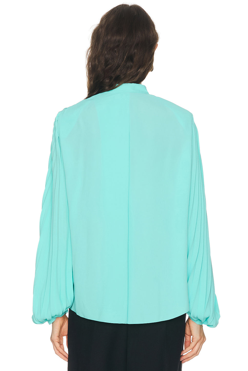 Crepe De Chine Sunray Plisse Lavalliere Shirt