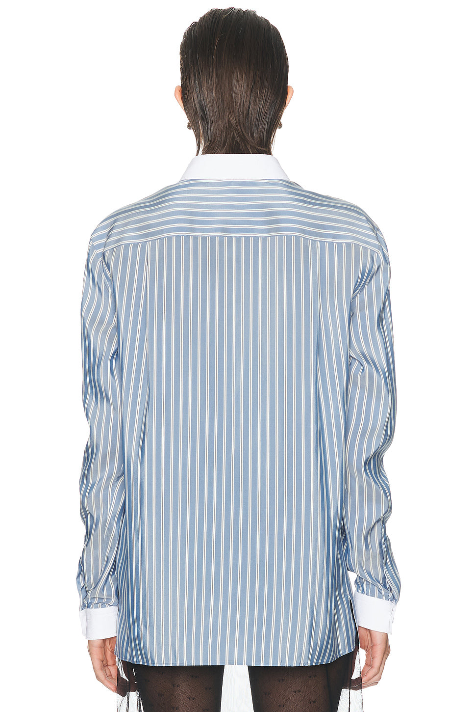 Business-Stripe Silk Boyfriend Shirt