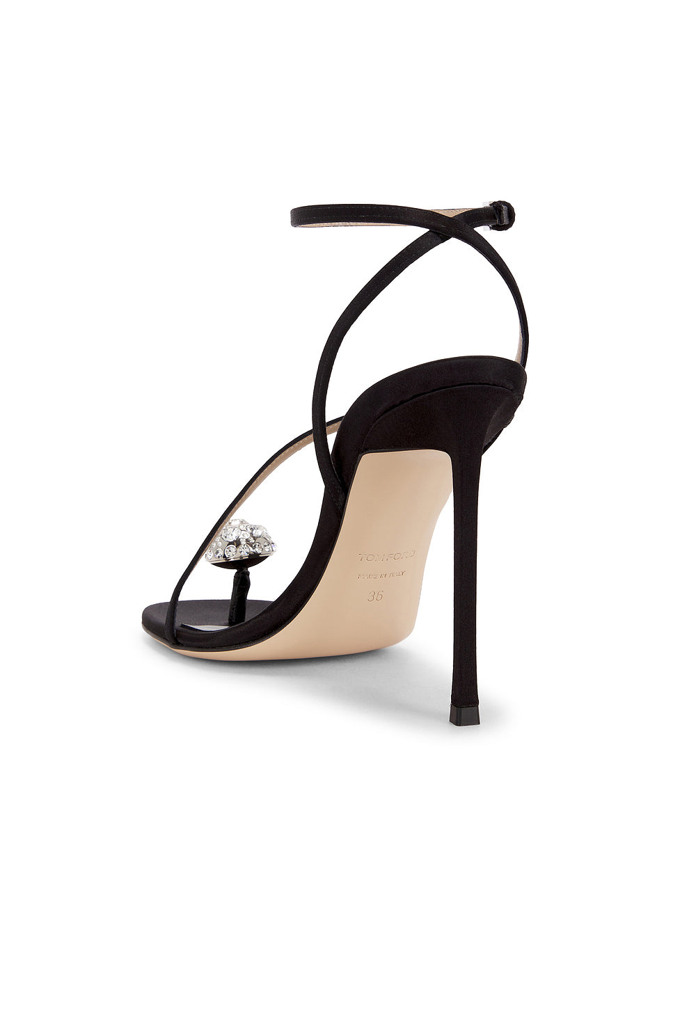 Satin & Crystal Stones Ankle Strap Sandal