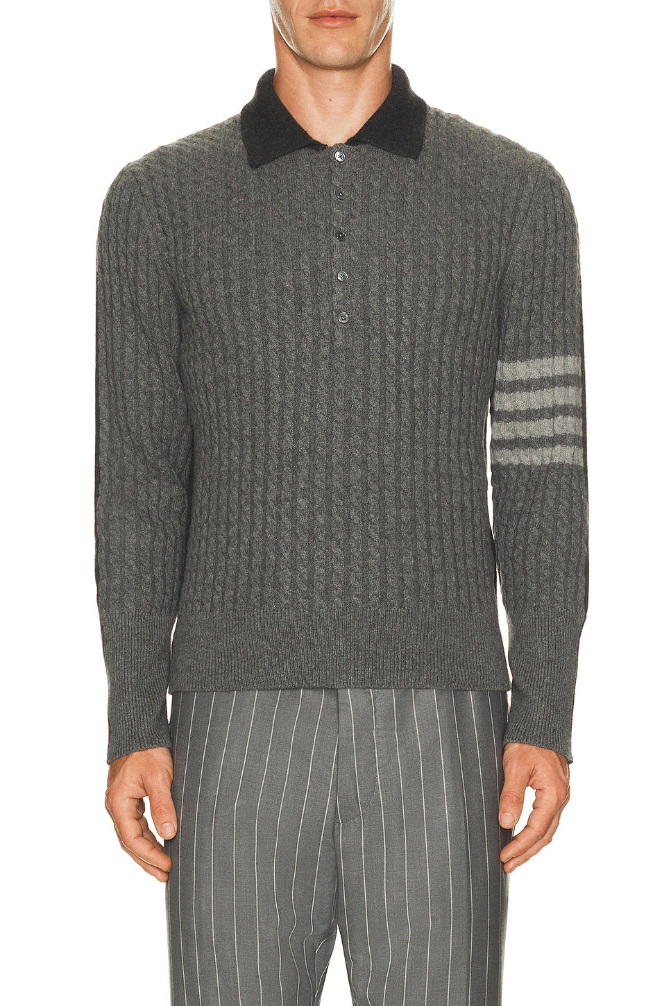 Merino Wool Baby Cable Long Sleeve Polo