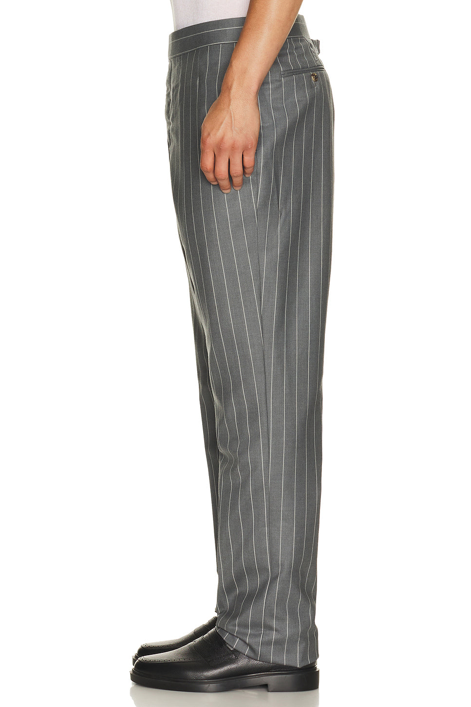 Fit 1 Backstrap Wool Flannel Chalk Stripe Trouser