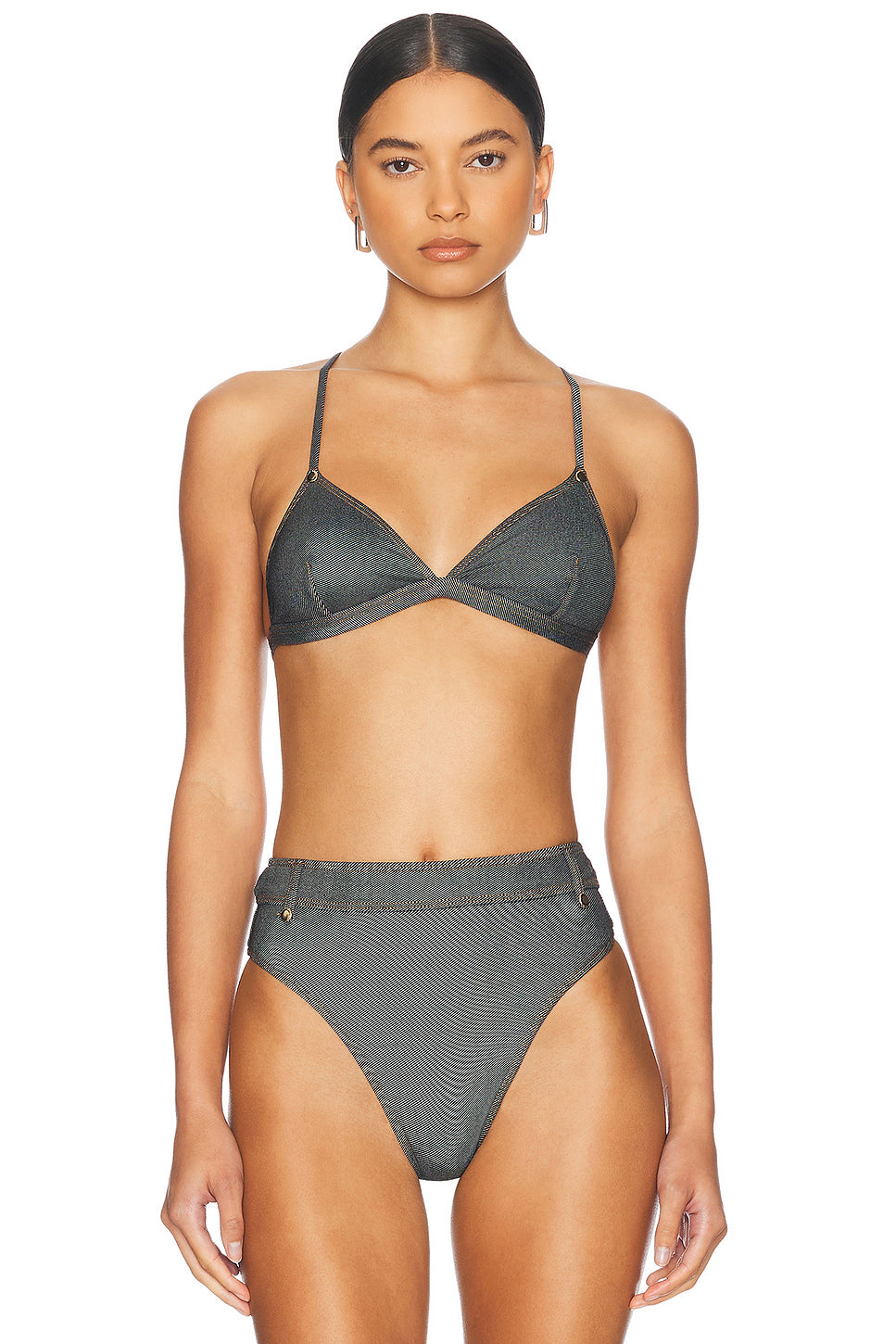 Denim Fixed Triangle Bikini Top