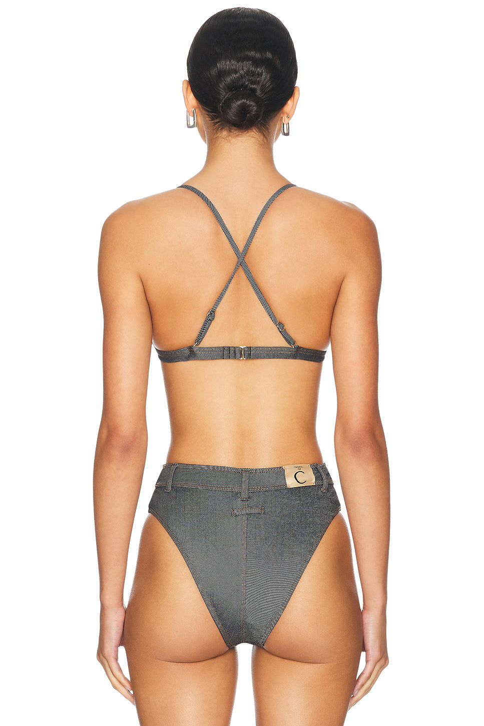 Denim Fixed Triangle Bikini Top