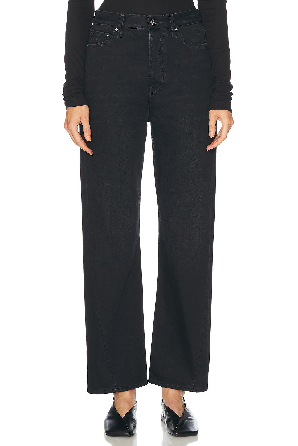 Twisted Seam Full Length Straight Leg Jeans